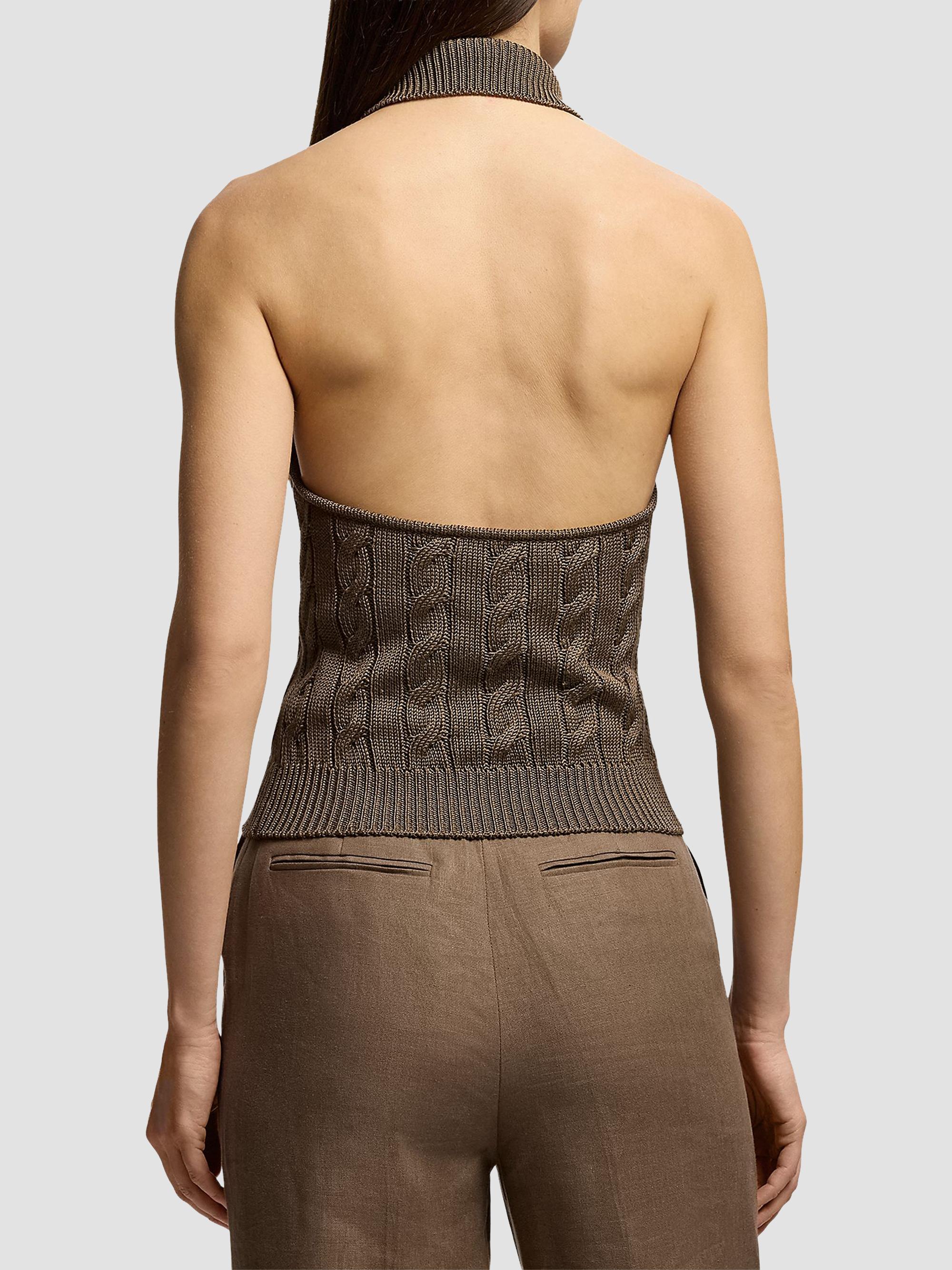Ralph Lauren Collection Women's Cable-Knit Silk Halter Sweater - Portobello | Thumbnail 4