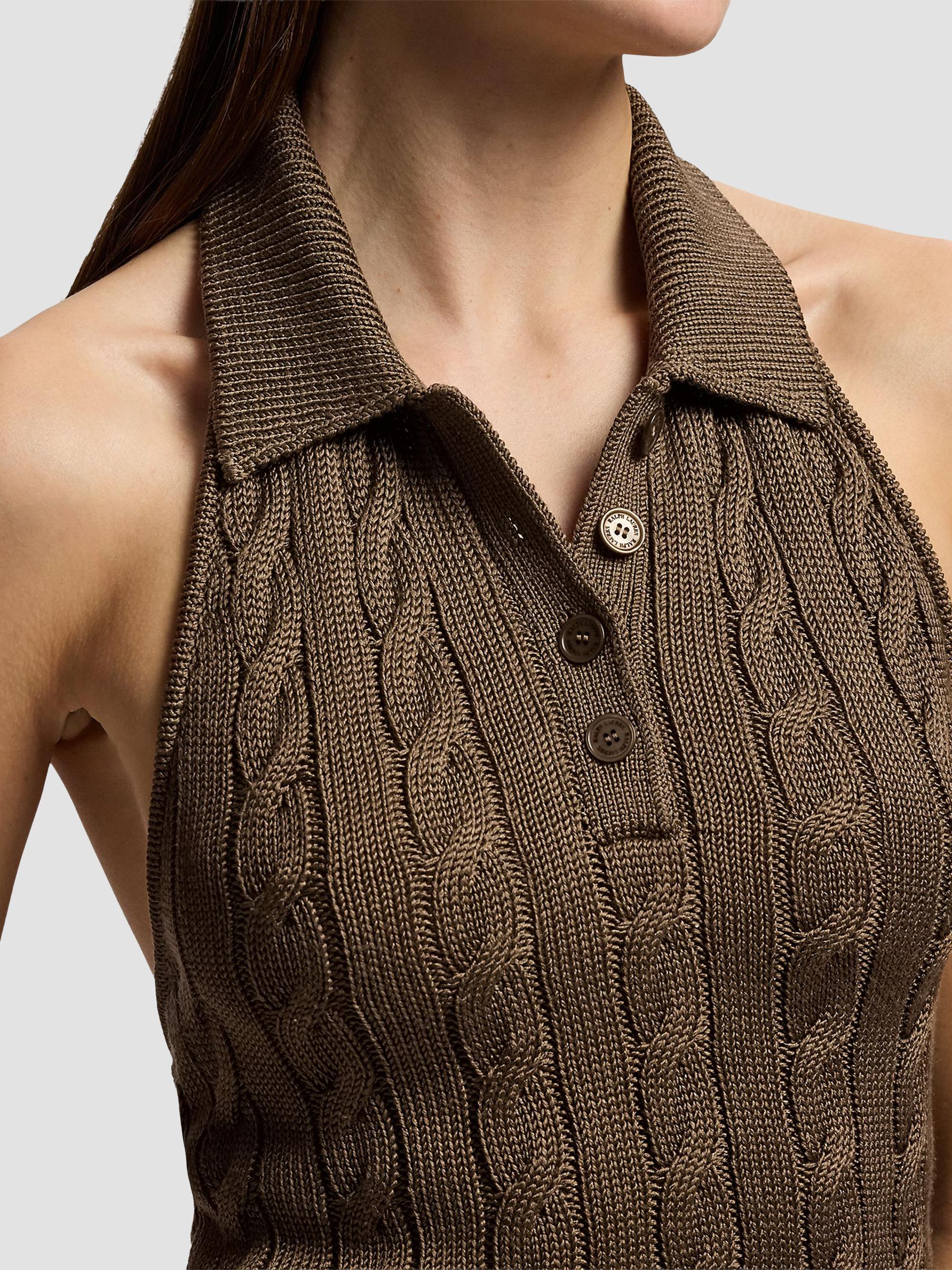 Ralph Lauren Collection Women's Cable-Knit Silk Halter Sweater - Portobello | Thumbnail 5
