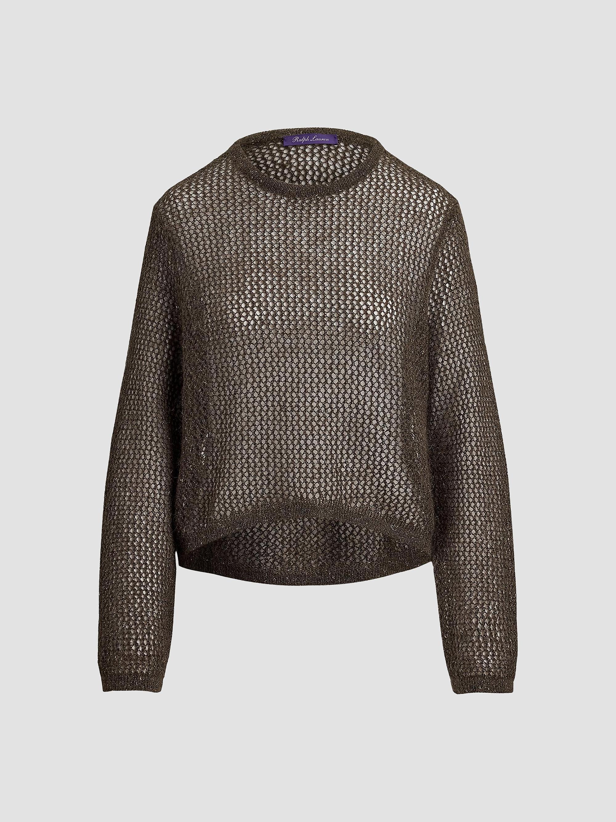 Ralph Lauren Collection Women's Metallic Mesh Crewneck Sweater - Cypress