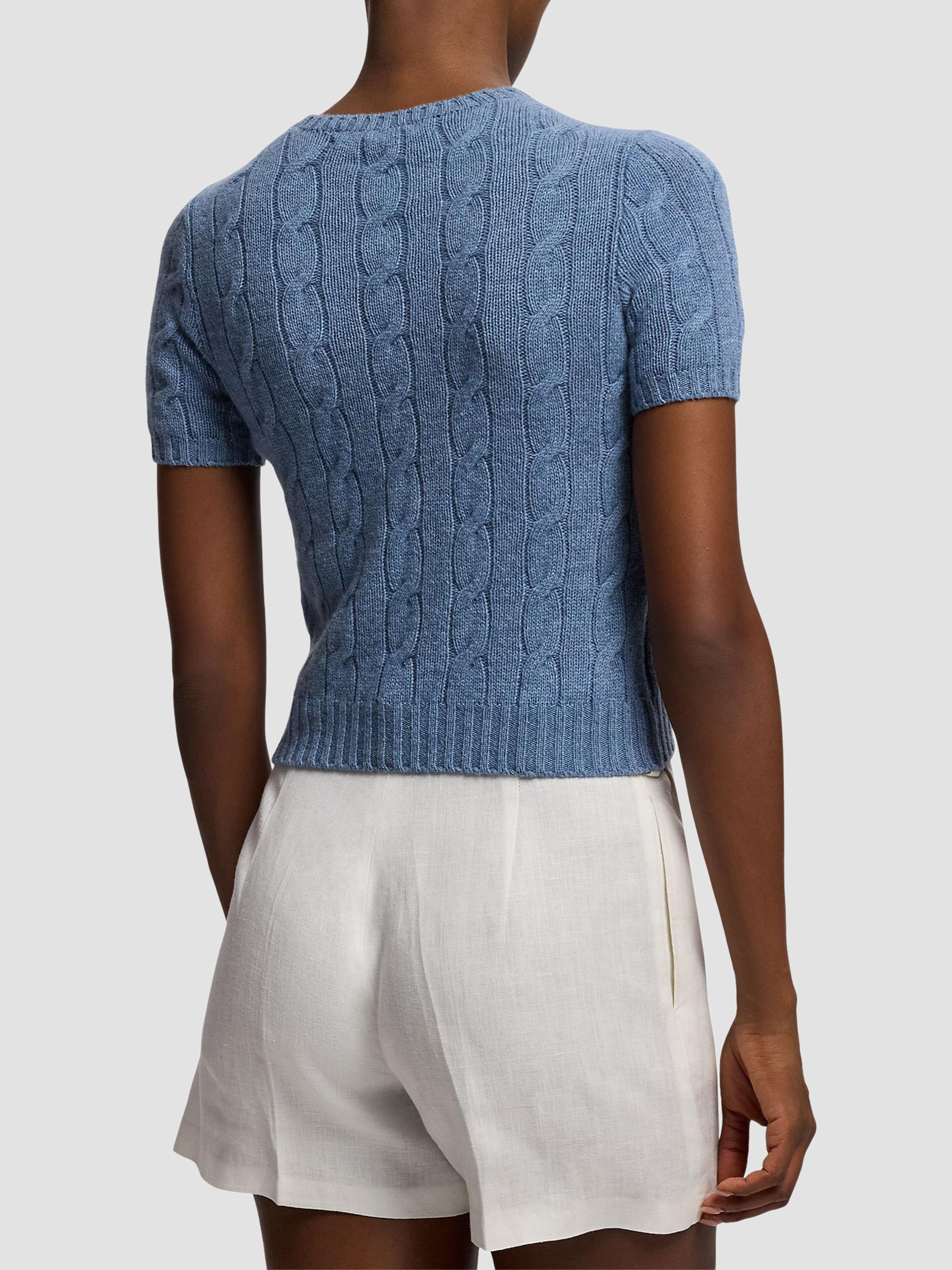 Ralph Lauren Collection Women's Cable-Knit Cashmere Cropped Sweater - Chambray Melange | Thumbnail 5