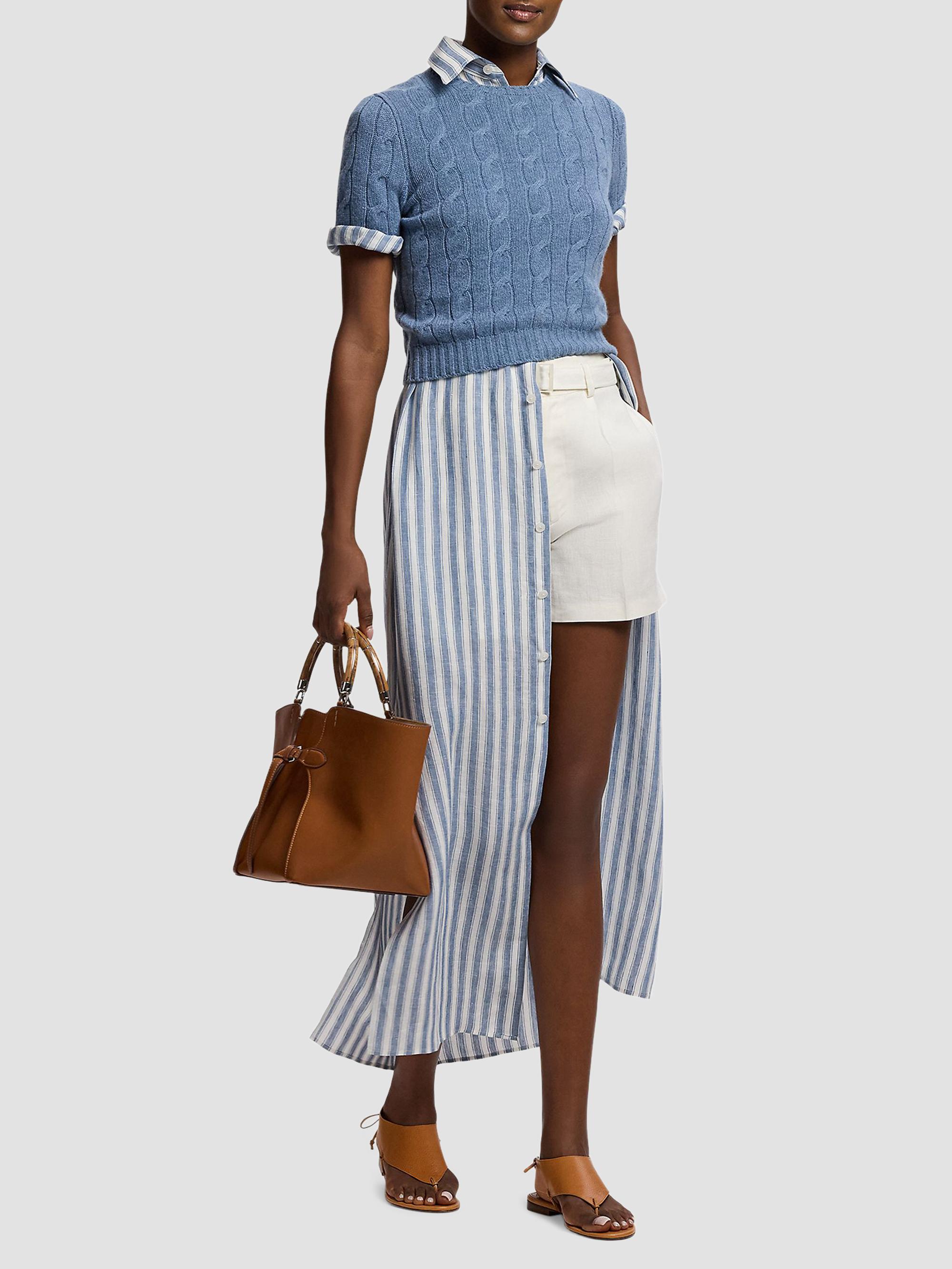 Ralph Lauren Collection Women's Cable-Knit Cashmere Cropped Sweater - Chambray Melange | Thumbnail 2
