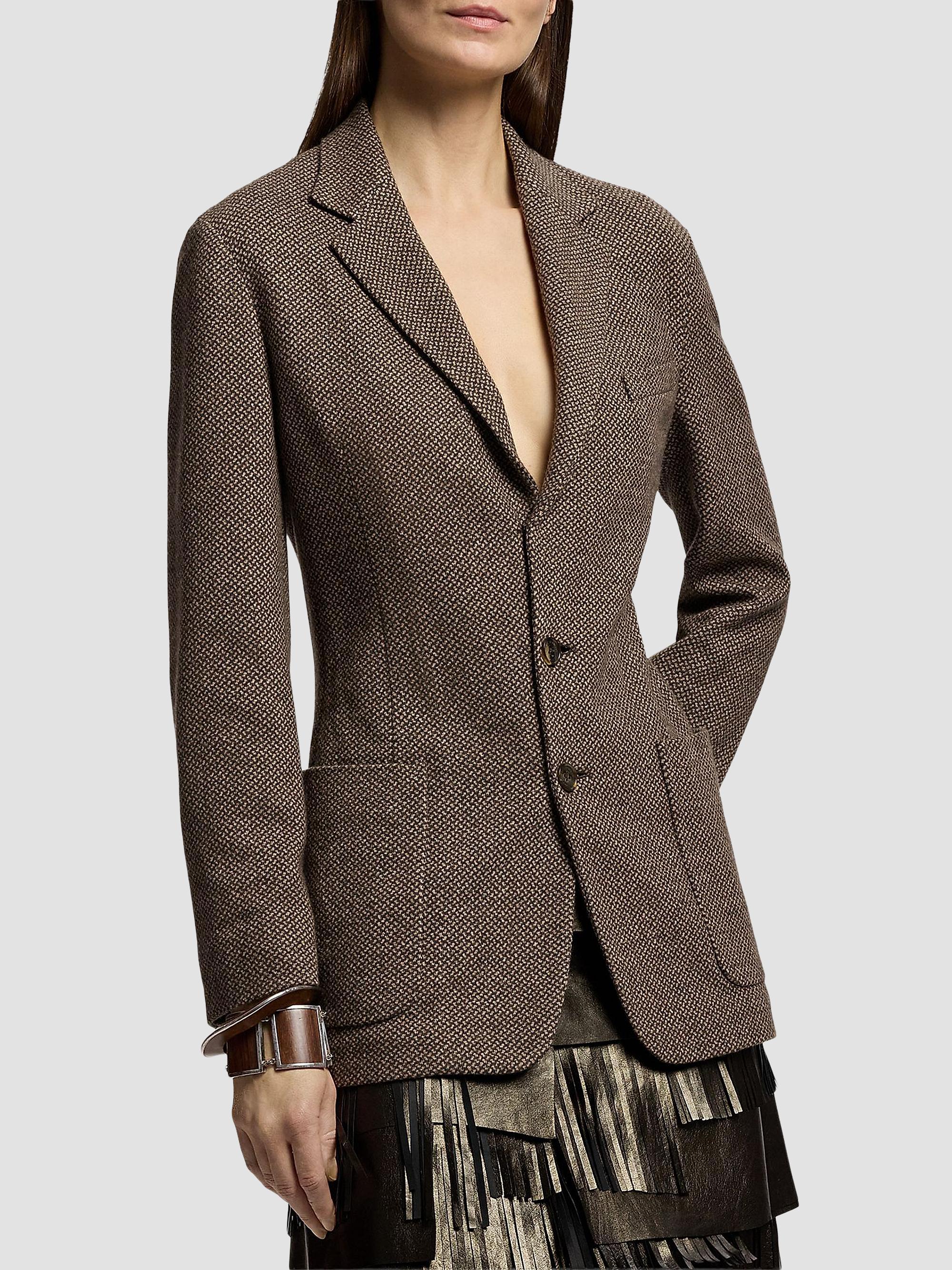 Ralph Lauren Collection Women's Hailey Broken Twill Jersey Blazer - Porcini Honey Multi | Thumbnail 2