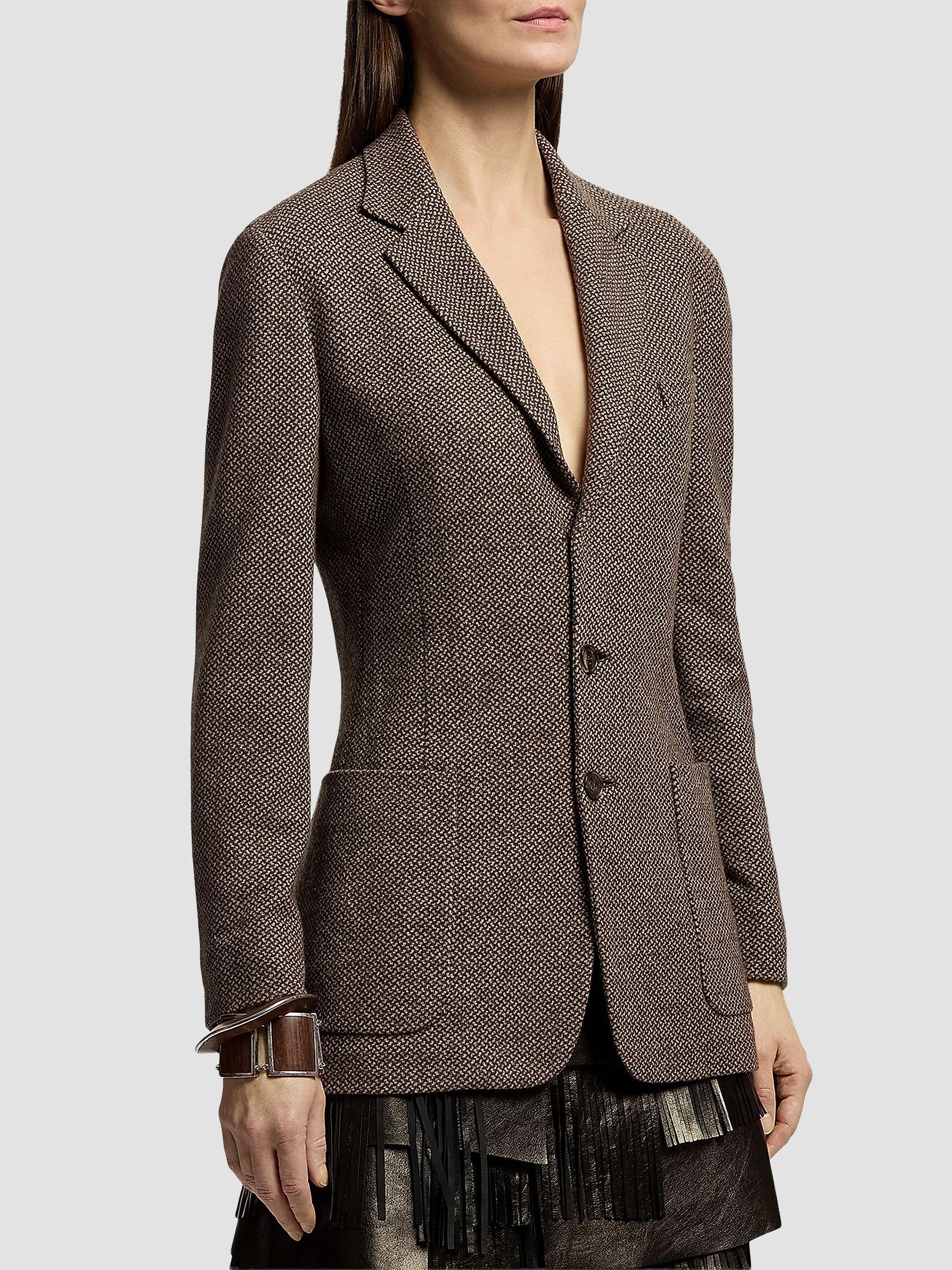 Ralph Lauren Collection Women's Hailey Broken Twill Jersey Blazer - Porcini Honey Multi | Thumbnail 3