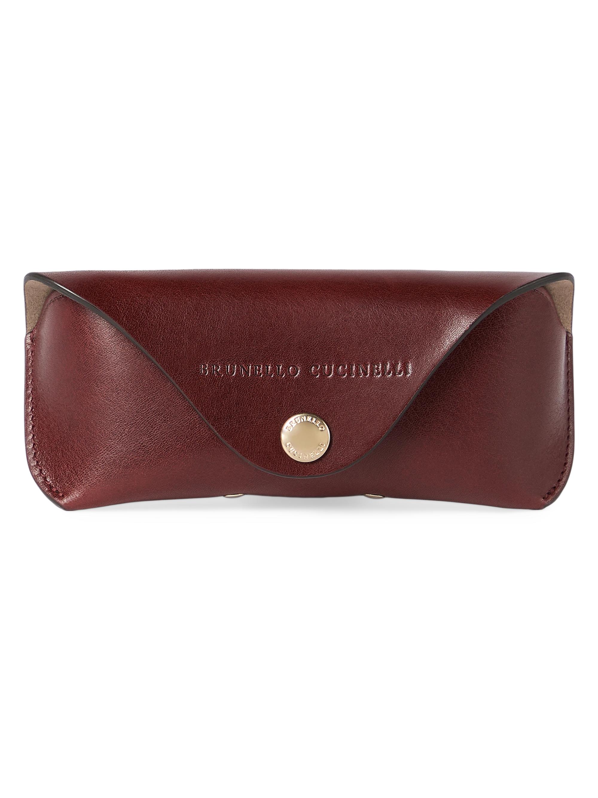 Brunello Cucinelli Burnished Calfskin Glasses Case - Wine