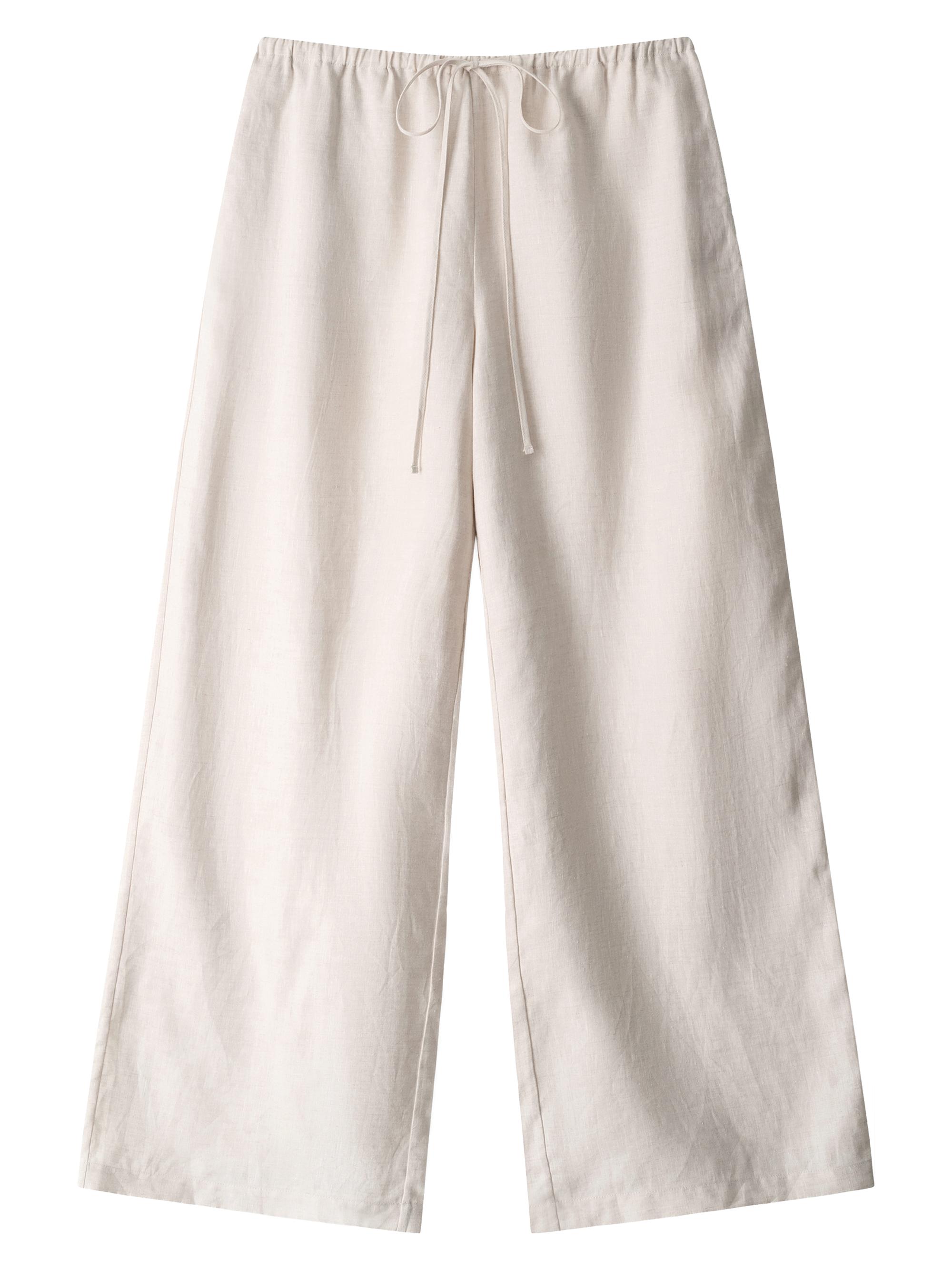 Staud Women's Mateo Linen Wide-Leg Drawstring Pants - Natural
