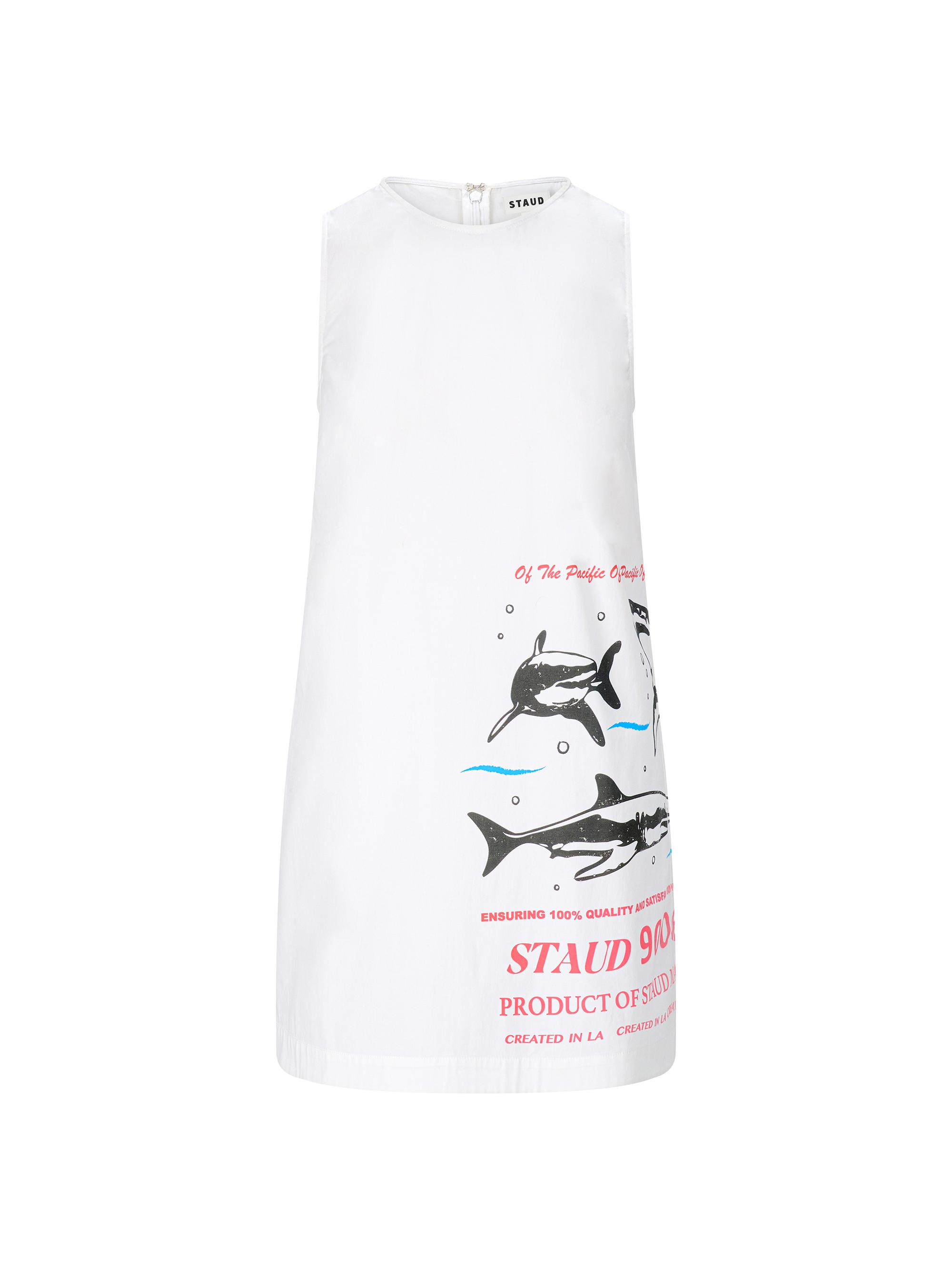 Staud Women's Brea Logo-Detailed Shark Print Cotton Minidress - Of The Pacific