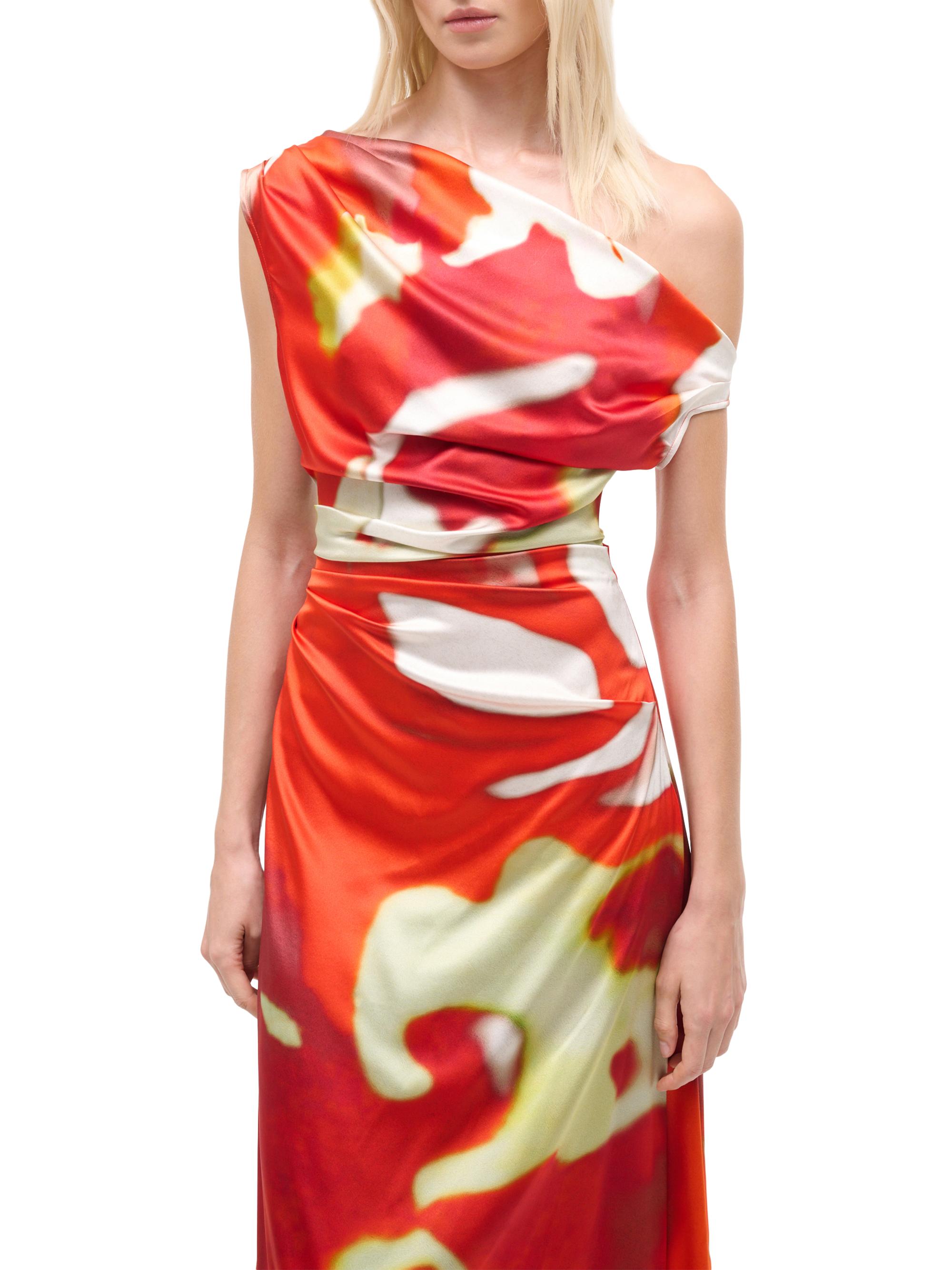 Staud Women's Phare Silk-Blend Midi-Dress - Red Zone - detail view in Red
