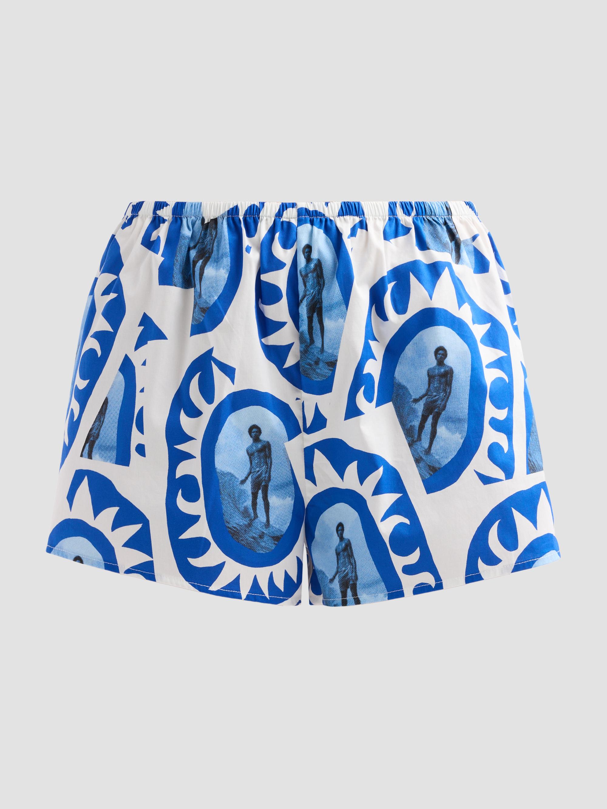 Staud Women's Paddle Printed Cotton Shorts - Paddle Out White | Thumbnail 6