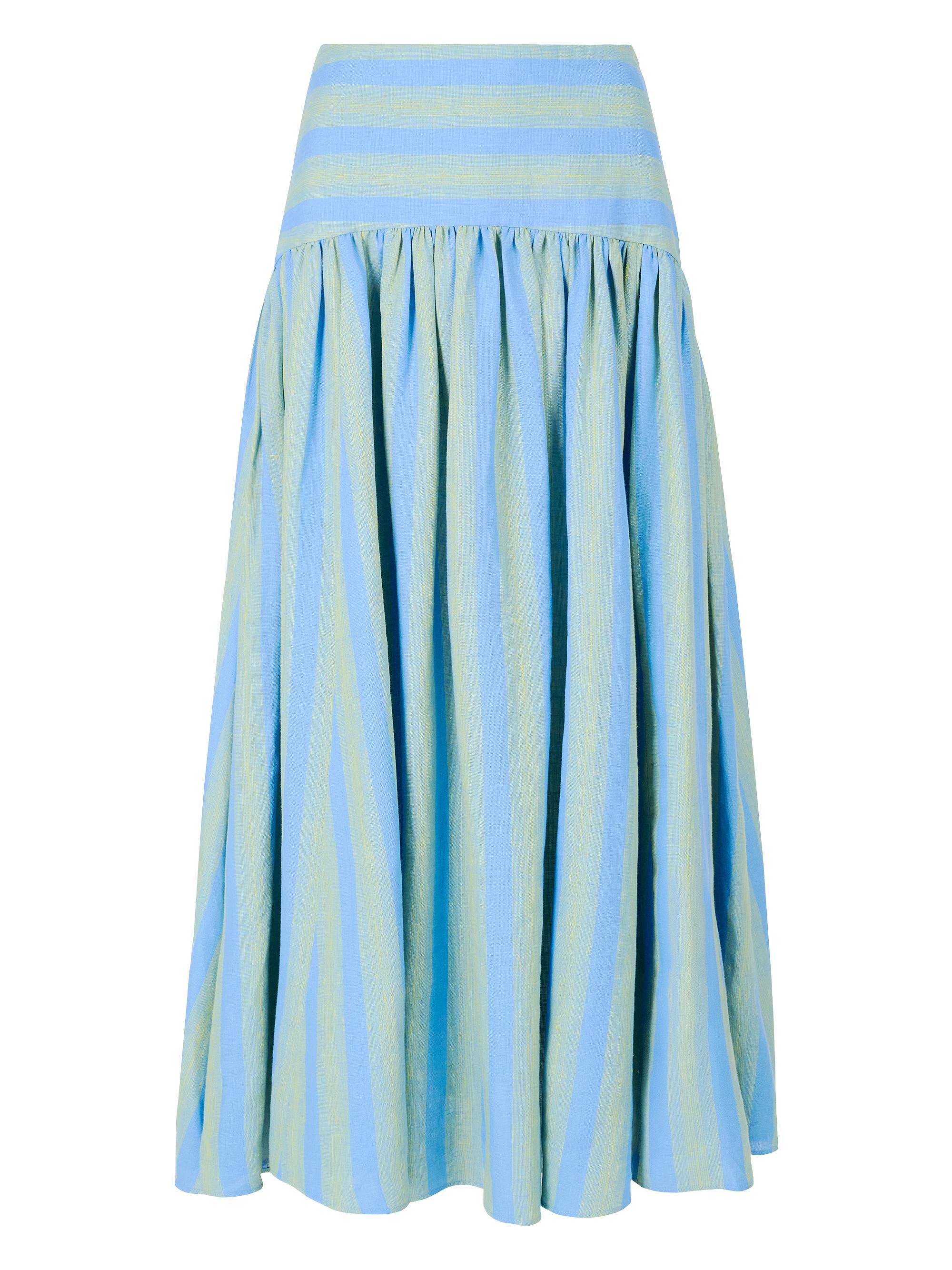 Staud Women's Procida Striped Linen Maxi Skirt - Seaport Stripe
