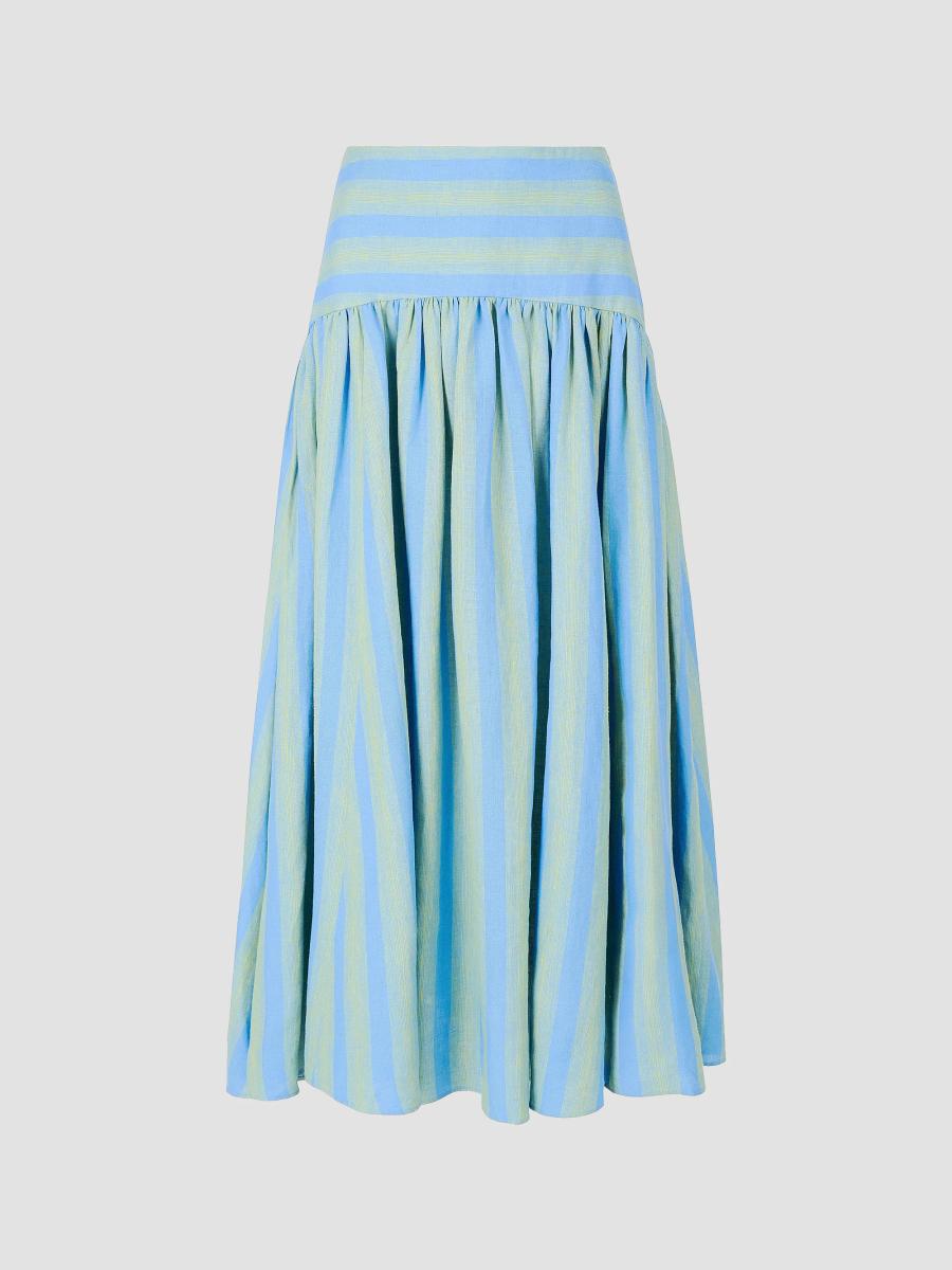 SAKS FIFTH AVENUE Staud Procida Striped Linen Maxi Skirt | Saks Fifth Avenue
