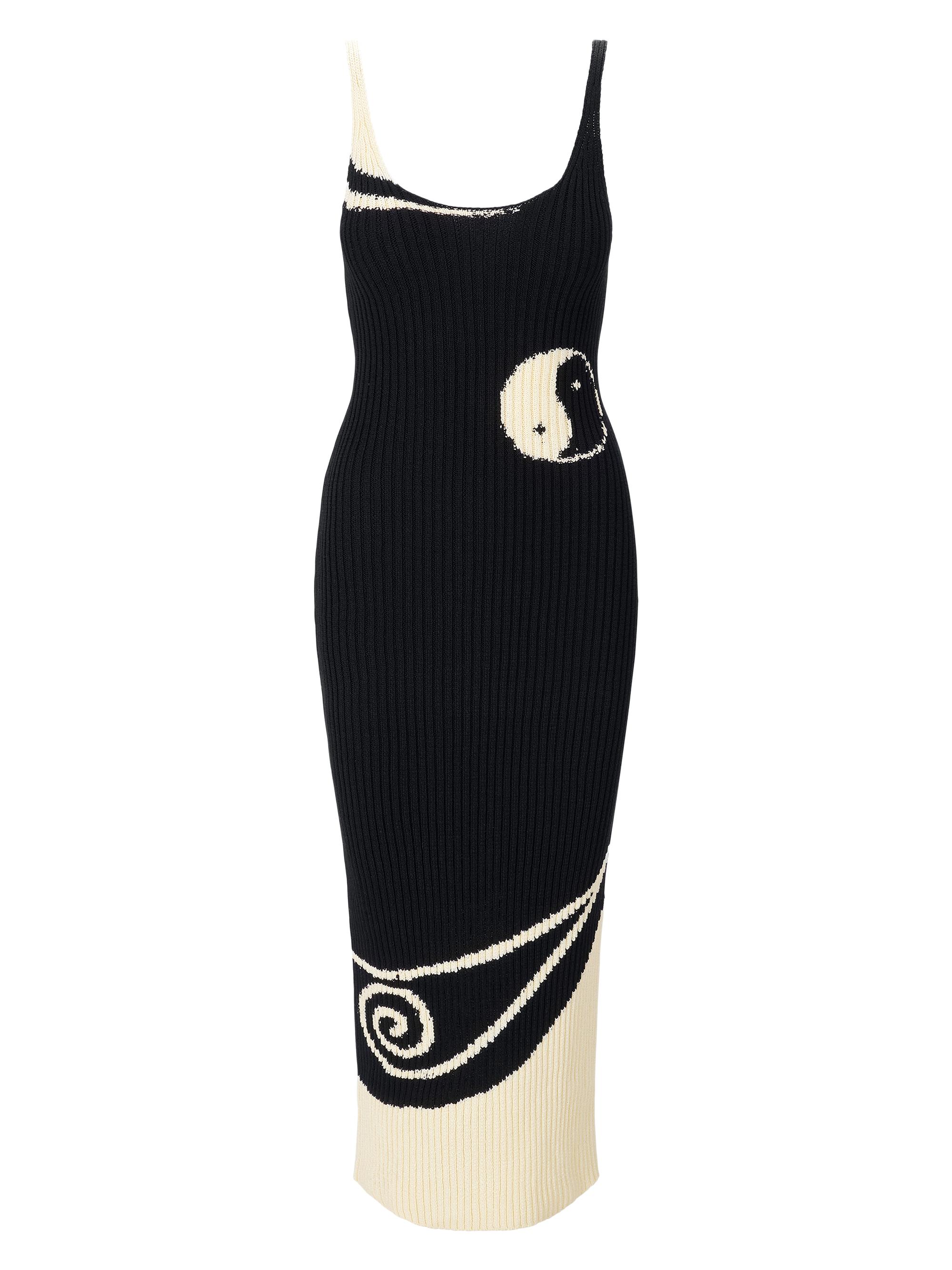 Staud Women's Leta Yin & Yang Rib-Knit Cotton Midi-Dress - Black