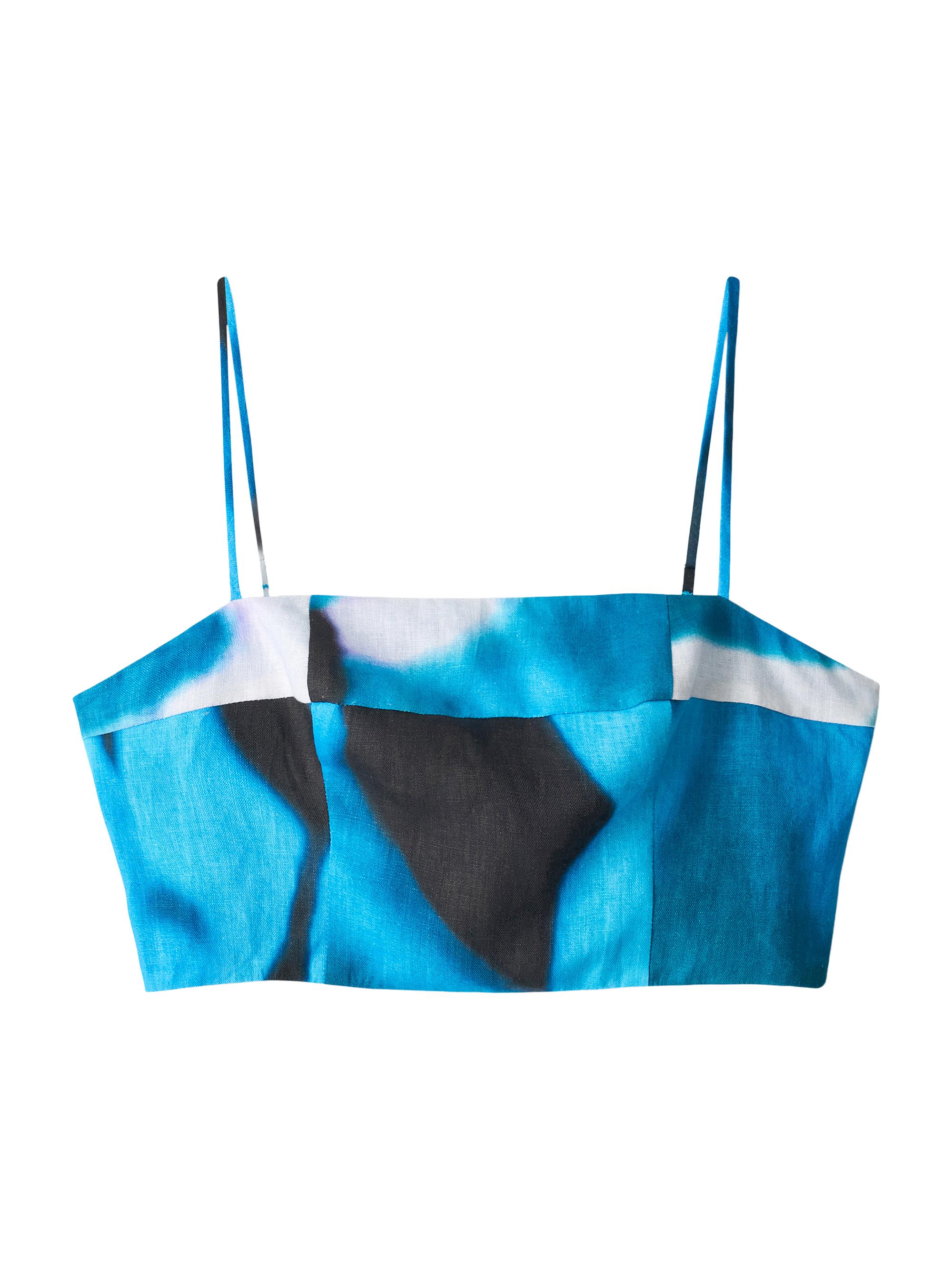 Staud Women's Federico Linen Bustier Top - Blue Haze