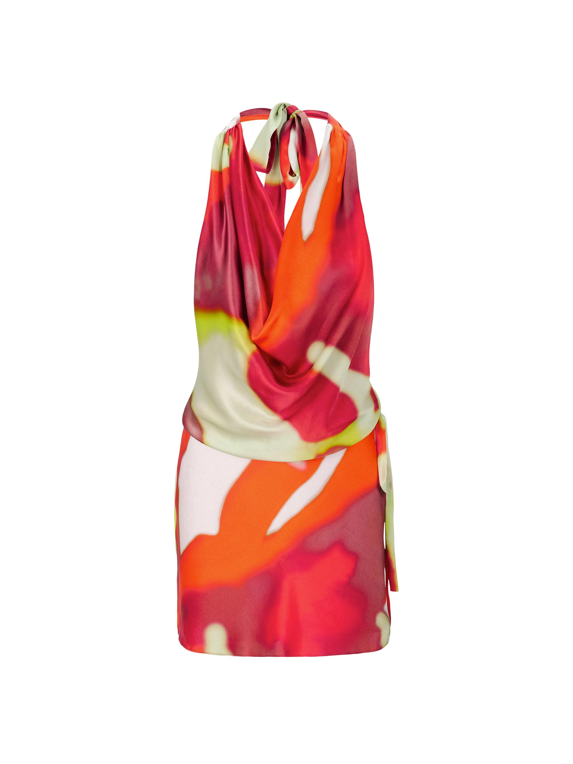 Staud Women's Liora Abstract Silk Halter Minidress - Red Zone