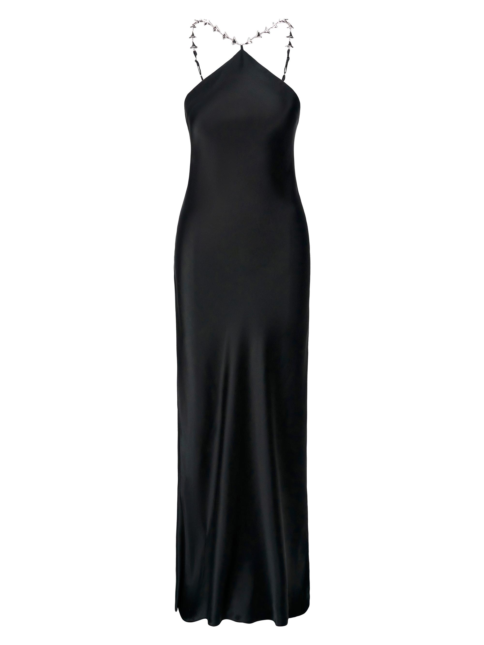 Staud Women's Cadence Chain-Strap Satin Maxi Dress - Black