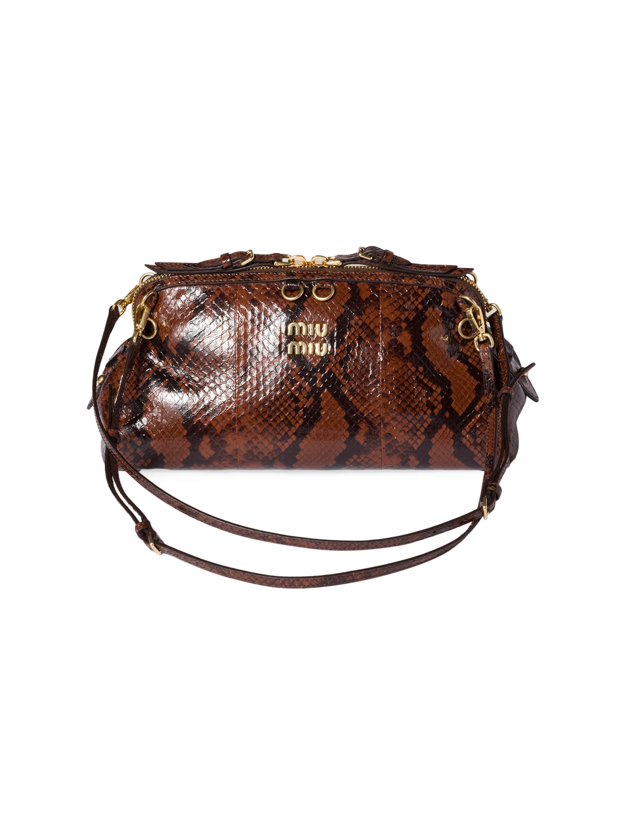 Miu Miu Women's Python-Print Ayers Leather Clutch - Brown