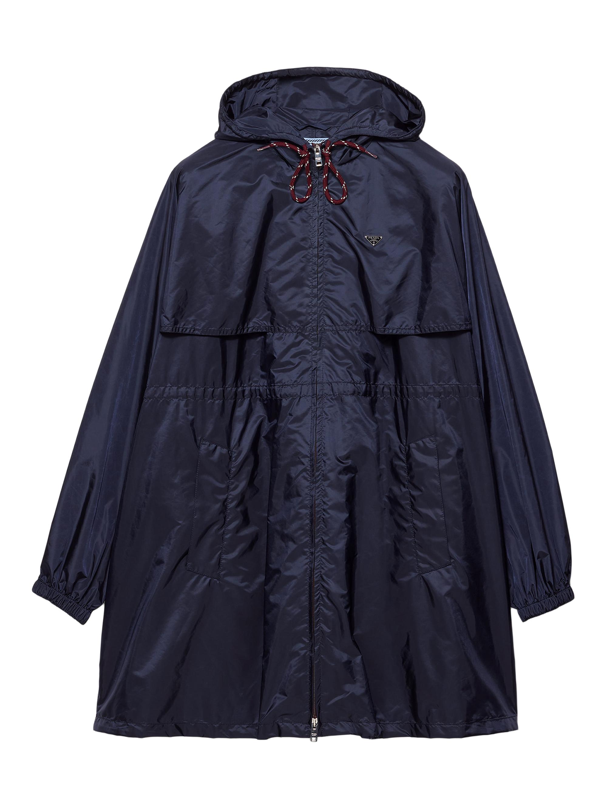 Prada Women's Lightweight Nylon Hooded Raincoat - Blue