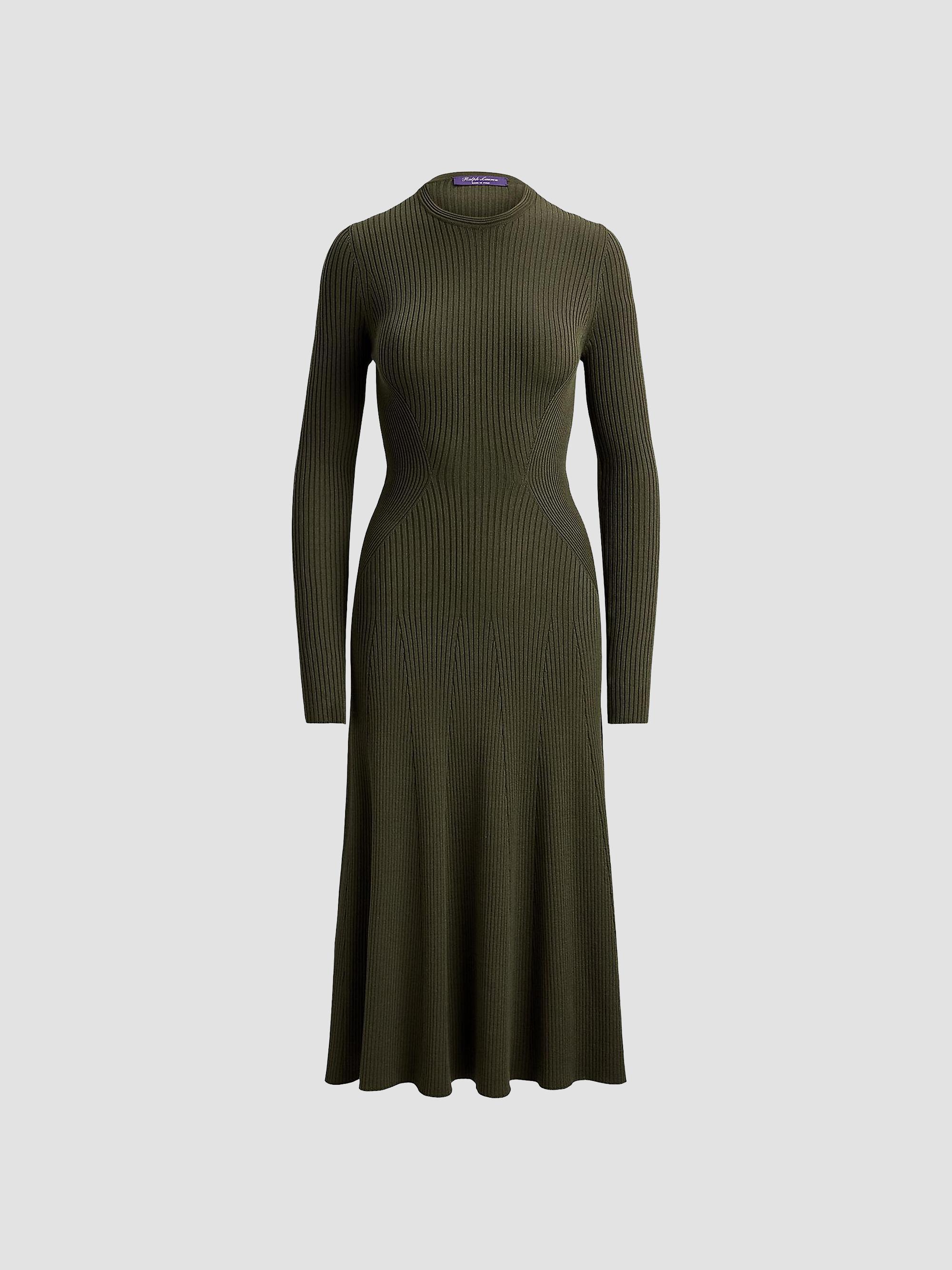 Ralph Lauren Collection Women's Parson Rib-Knit Day Dress - Cypress