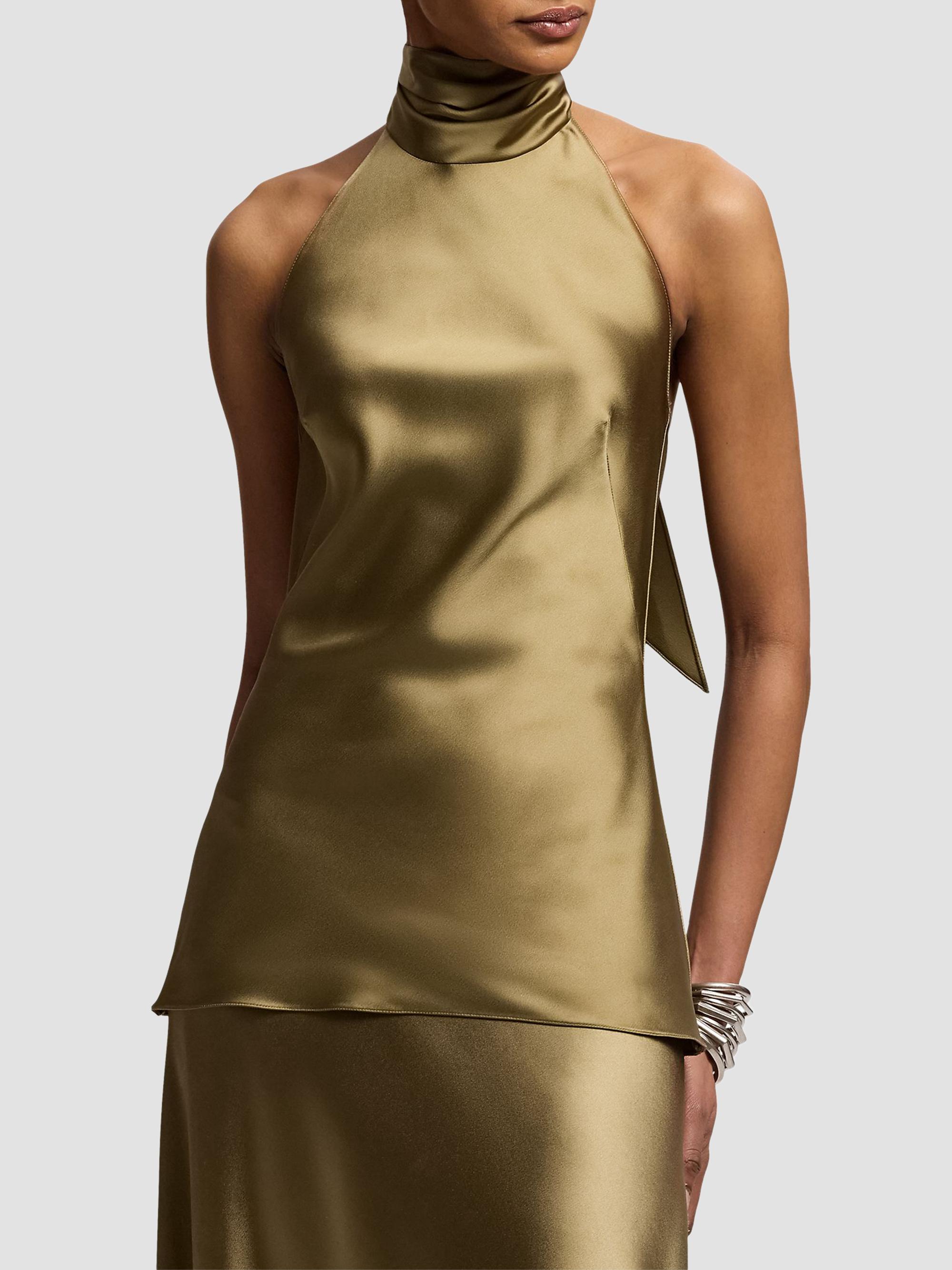 Ralph Lauren Collection Women's Chilton Satin Halter Blouse - Porcini | Thumbnail 2