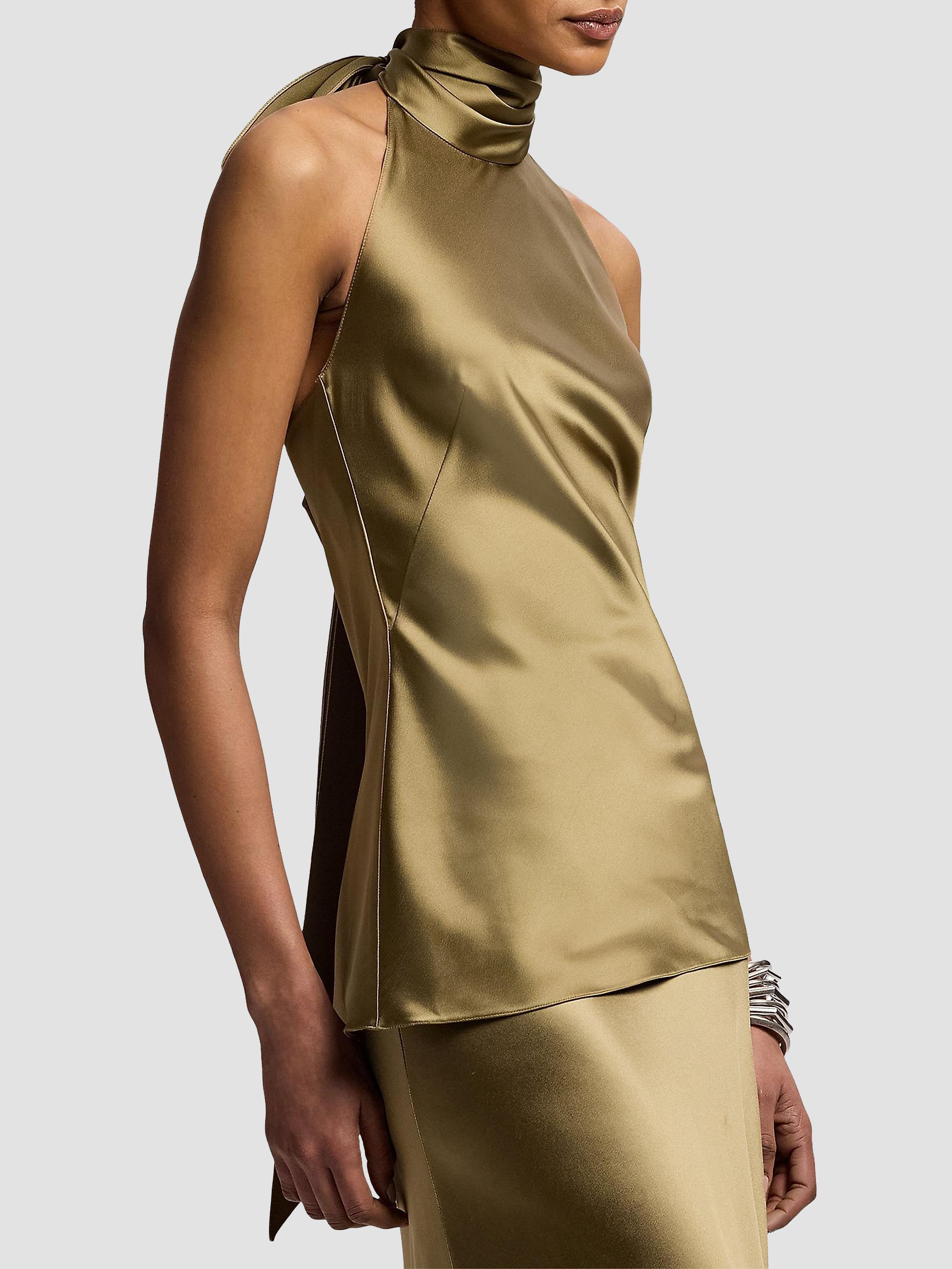 Ralph Lauren Collection Women's Chilton Satin Halter Blouse - Porcini | Thumbnail 3