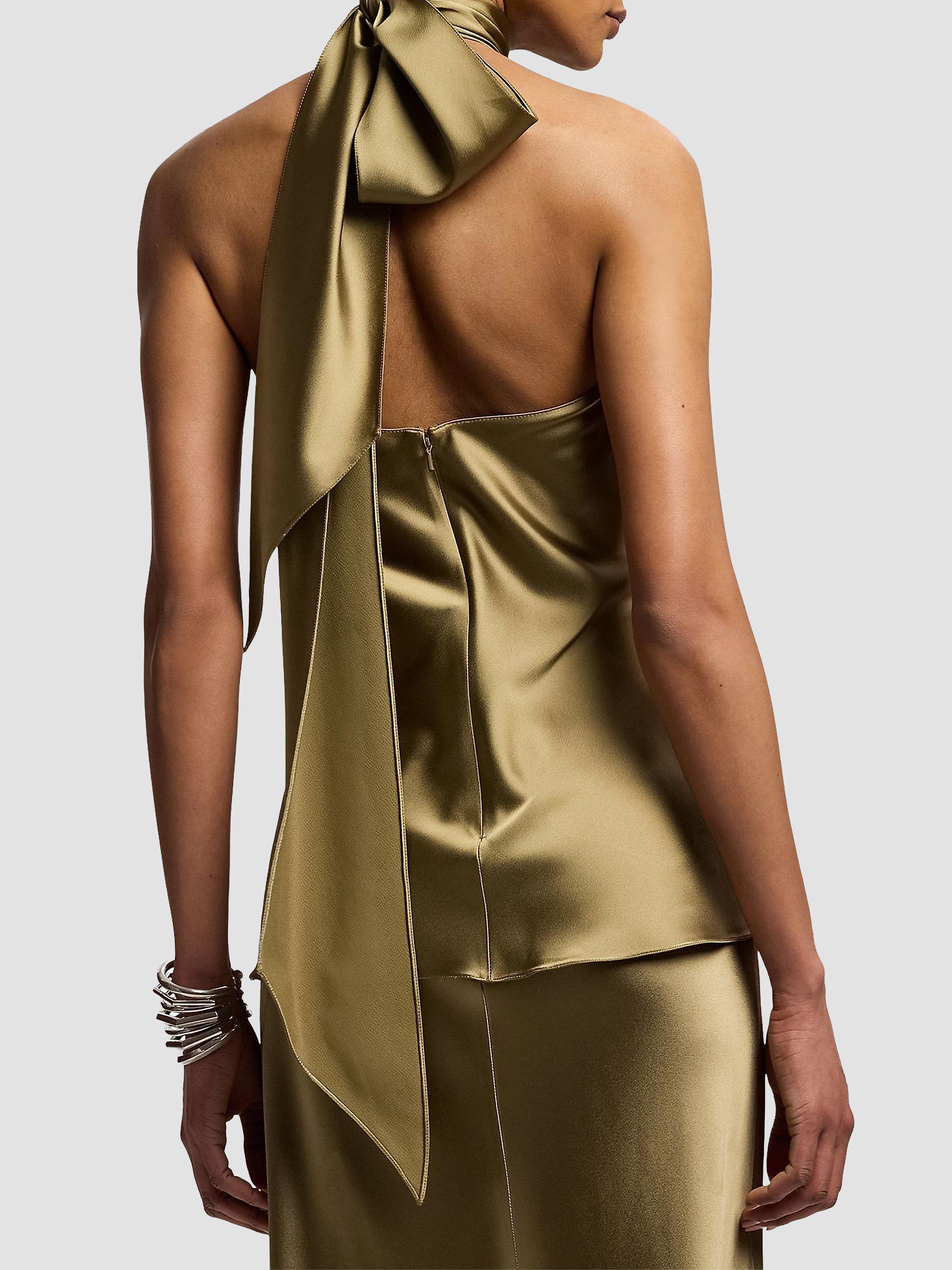 Ralph Lauren Collection Women's Chilton Satin Halter Blouse - Porcini | Thumbnail 4