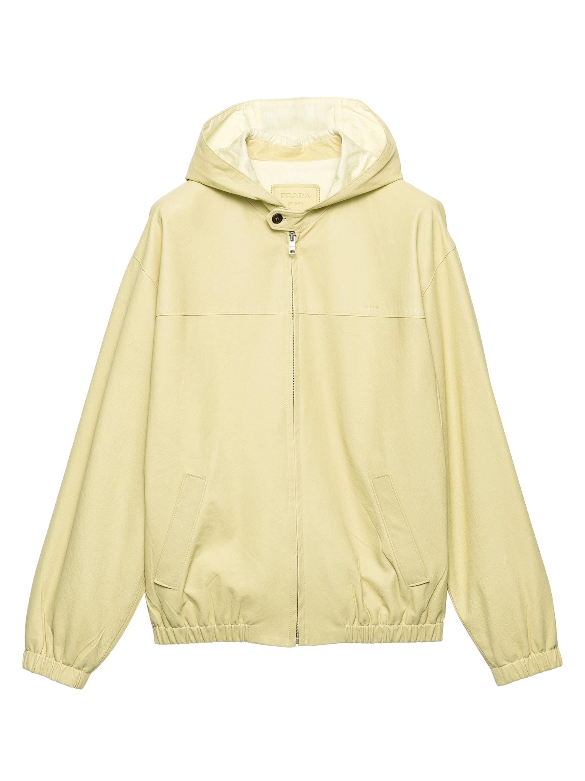 Prada Women's Hooded Nappa Leather Jacket - Yellow