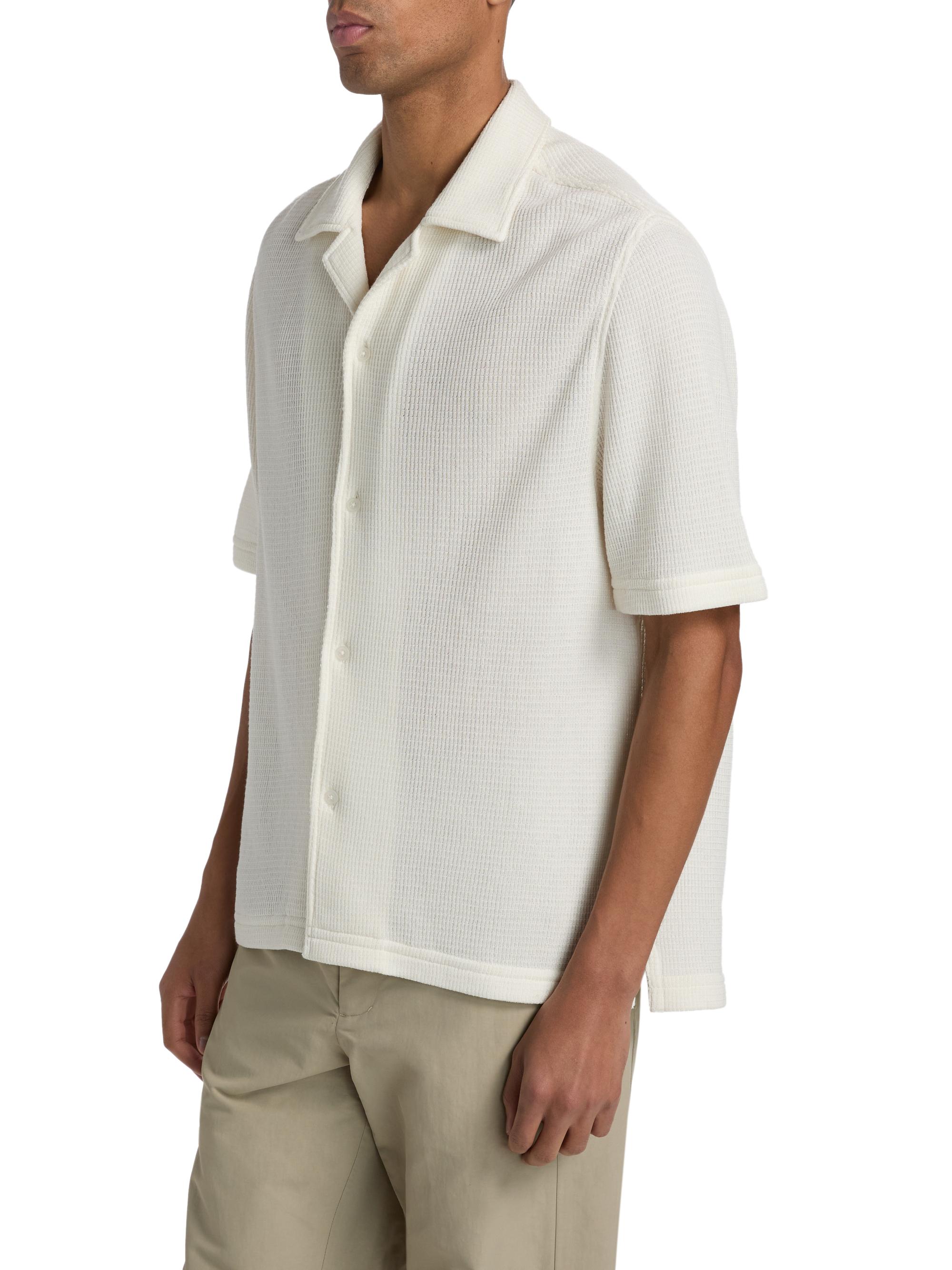 SIMKHAI Men's Troy Rib-Knit Shirt - White | Thumbnail 4