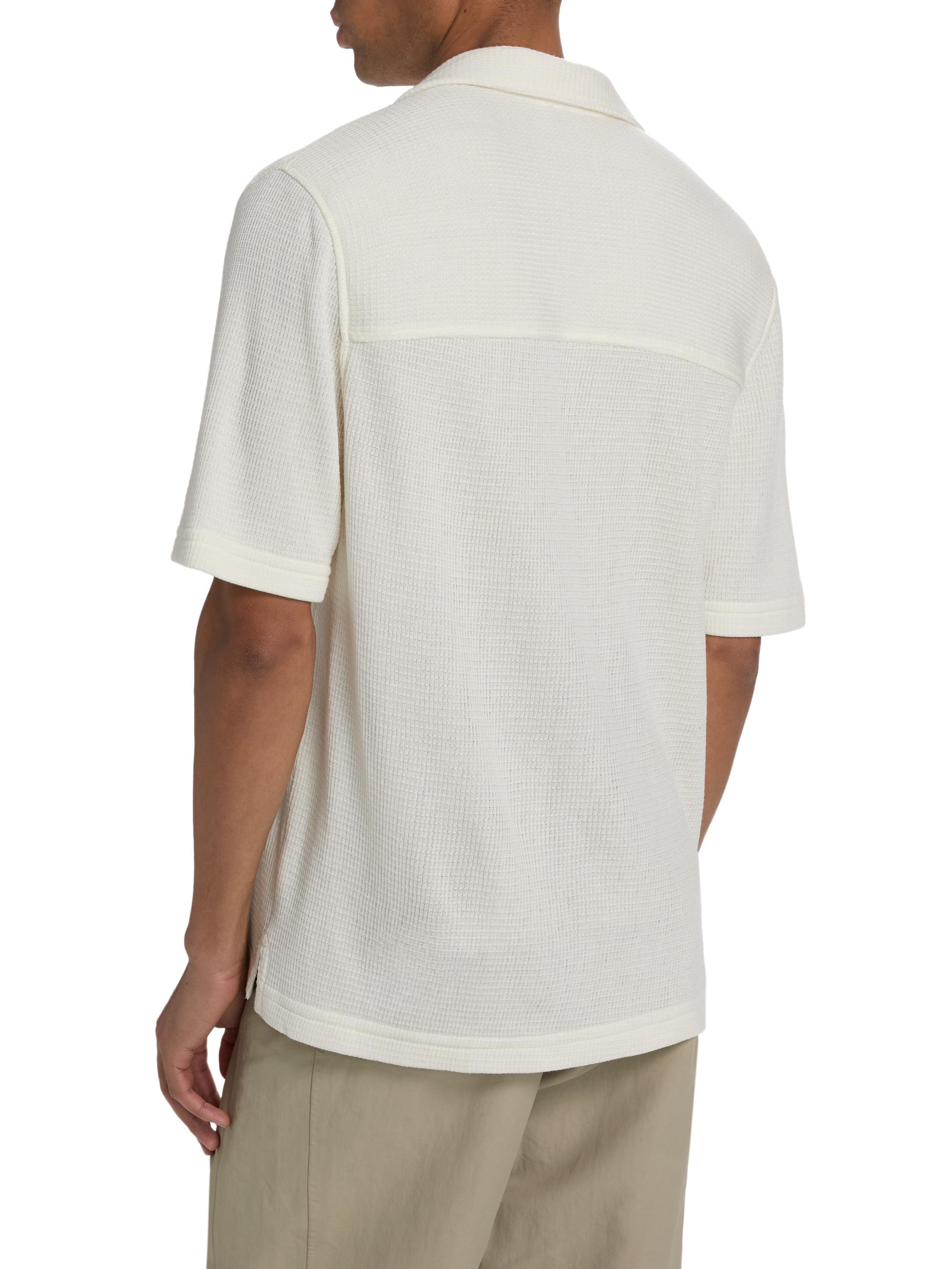SIMKHAI Men's Troy Rib-Knit Shirt - White | Thumbnail 5