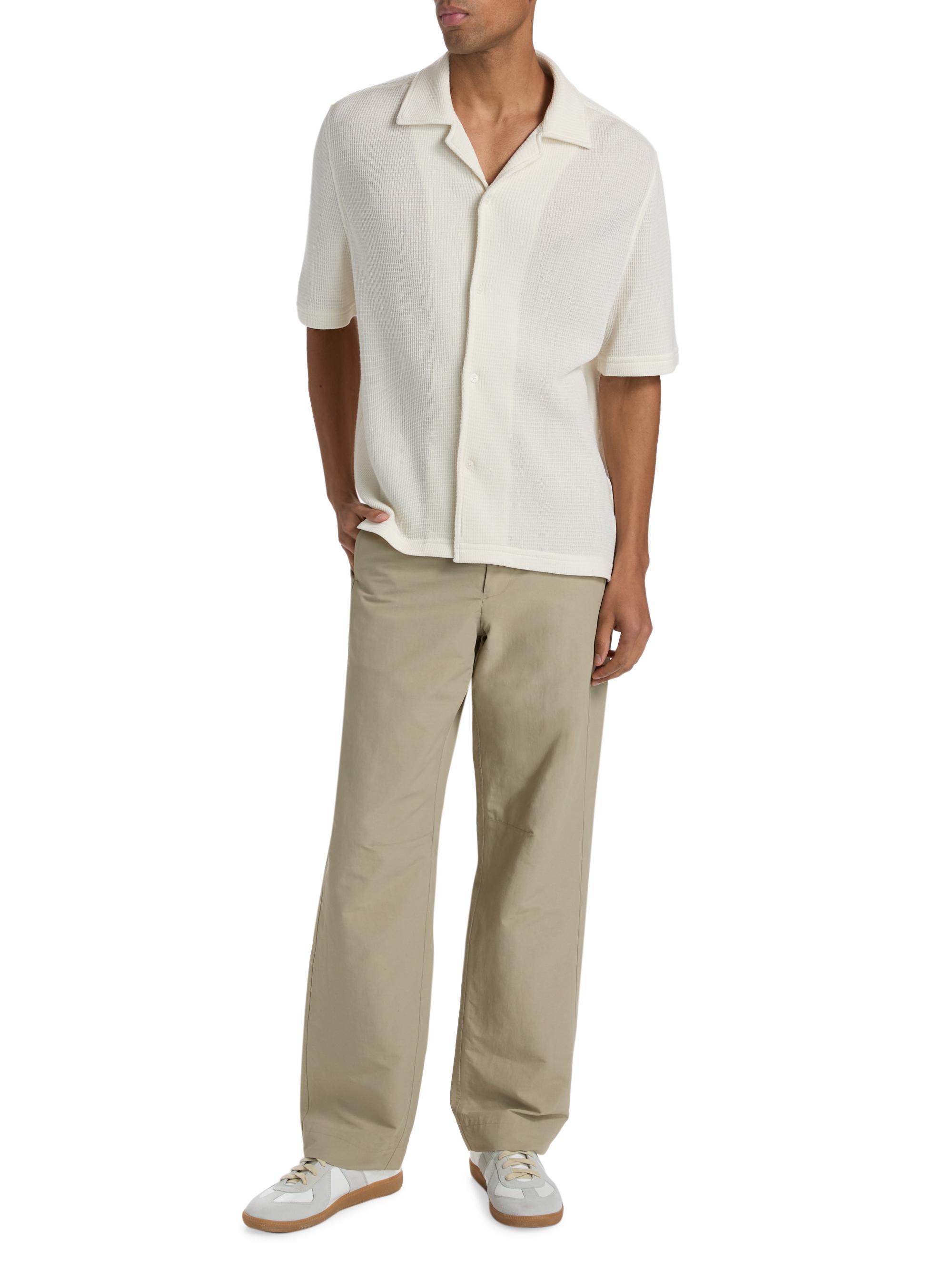 SIMKHAI Men's Troy Rib-Knit Shirt - White | Thumbnail 2