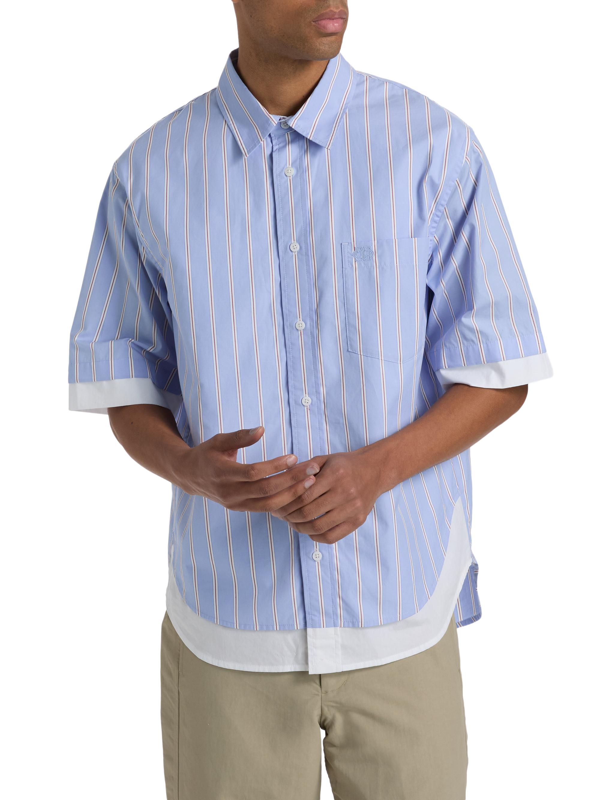 SIMKHAI Men's Steven Double-Layer Shirt - Bluebell Stripe | Thumbnail 3