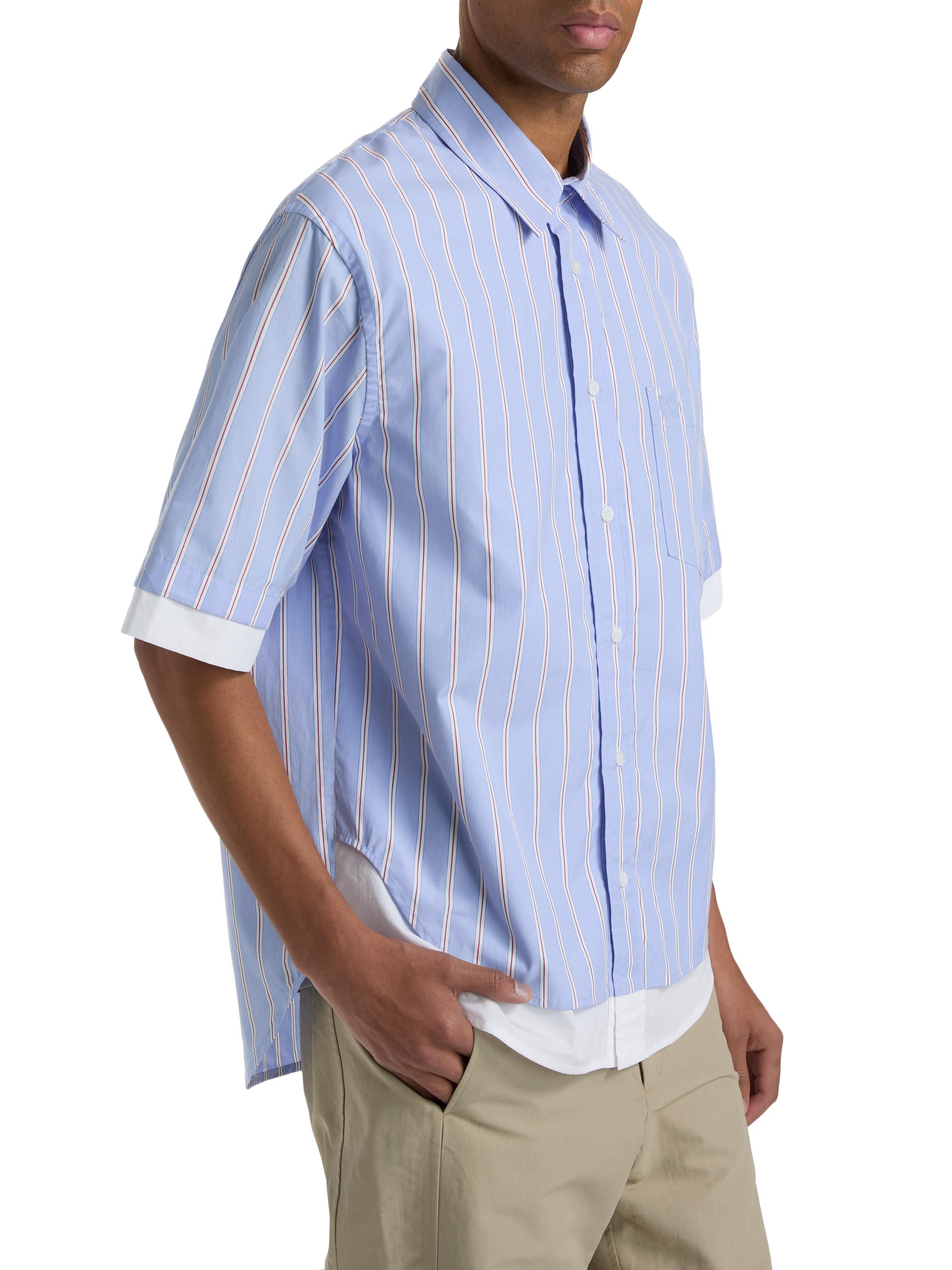 SIMKHAI Men's Steven Double-Layer Shirt - Bluebell Stripe | Thumbnail 4
