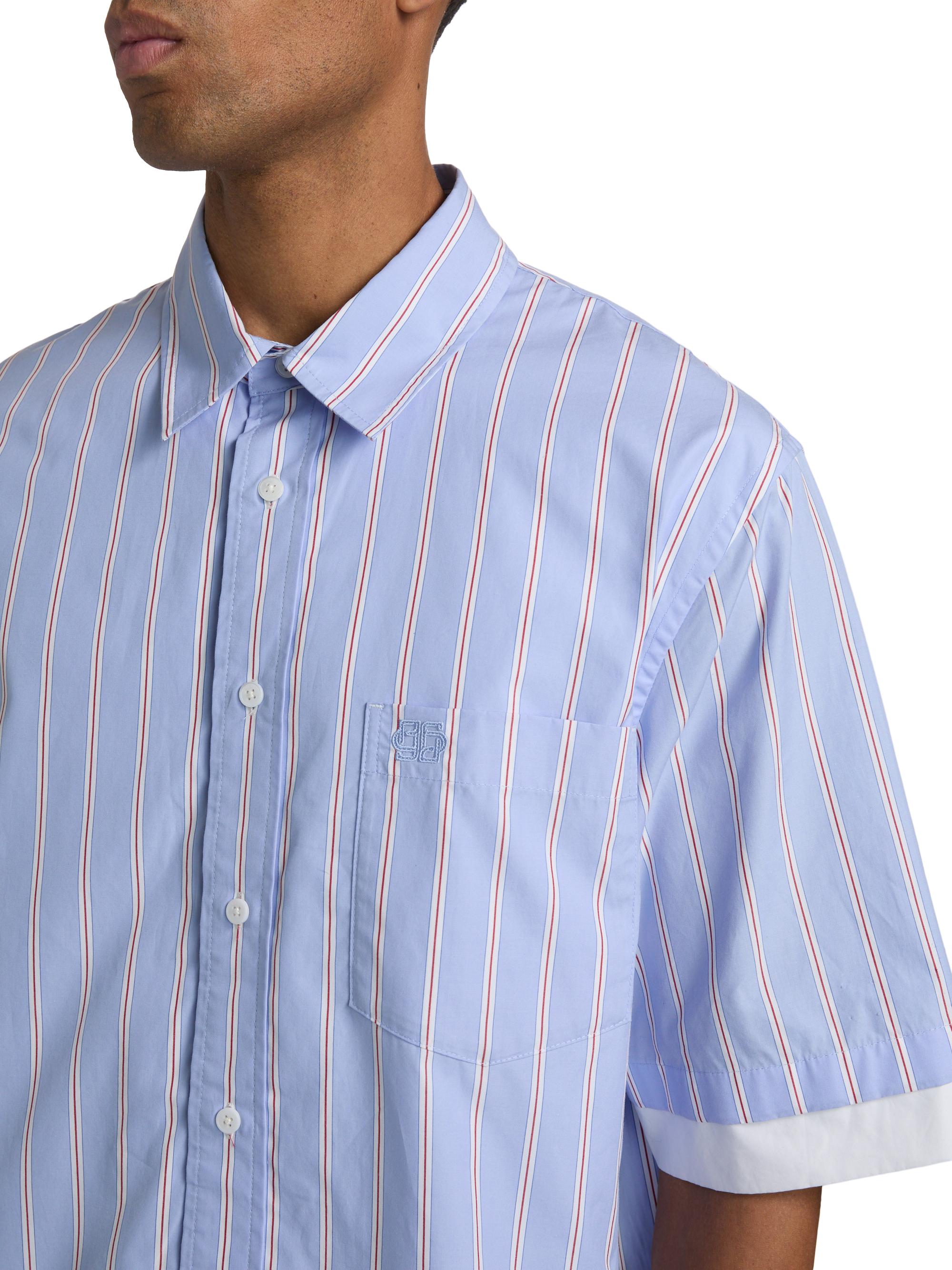 SIMKHAI Men's Steven Double-Layer Shirt - Bluebell Stripe | Thumbnail 6