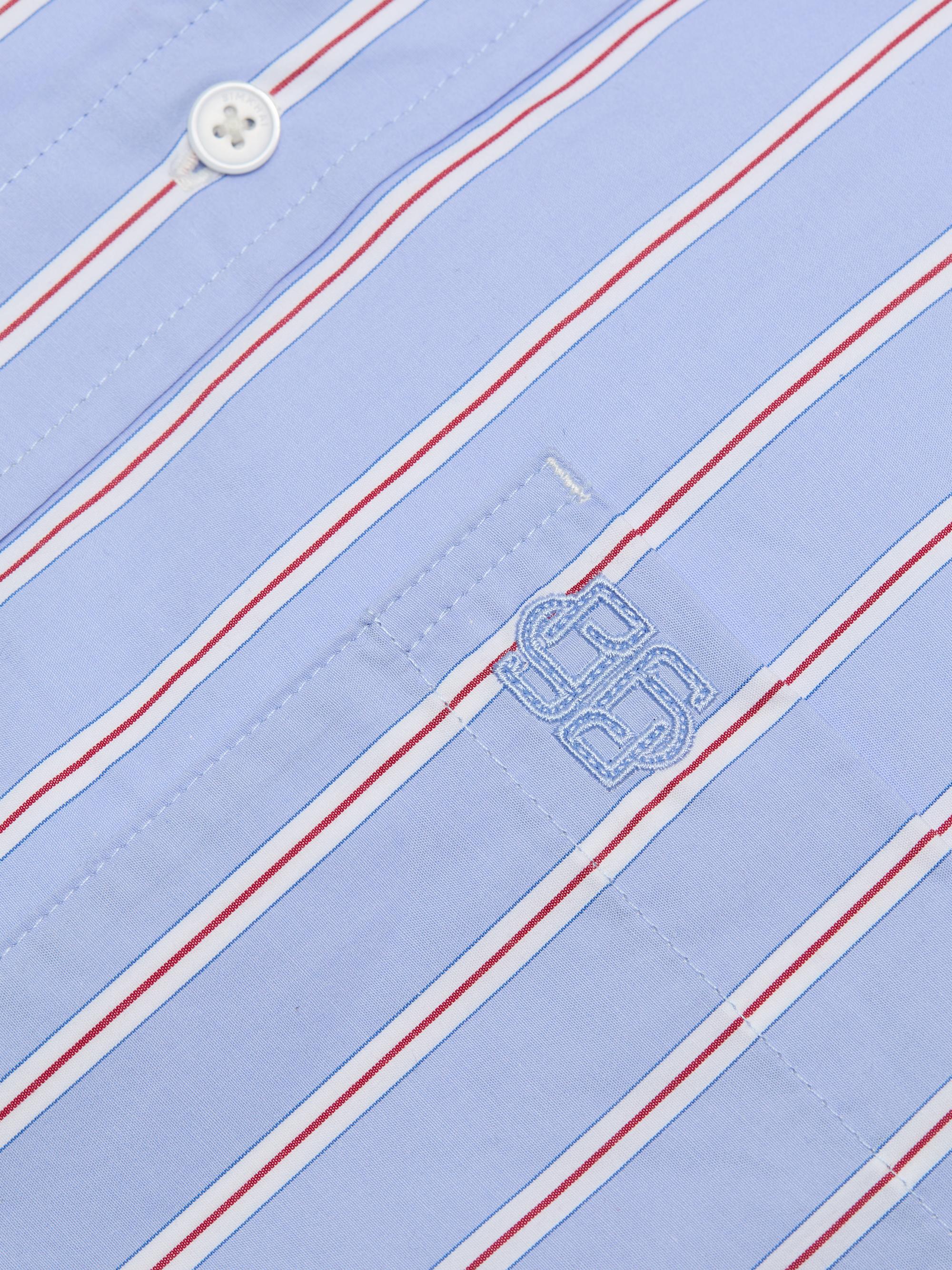 SIMKHAI Men's Steven Double-Layer Shirt - Bluebell Stripe | Thumbnail 7