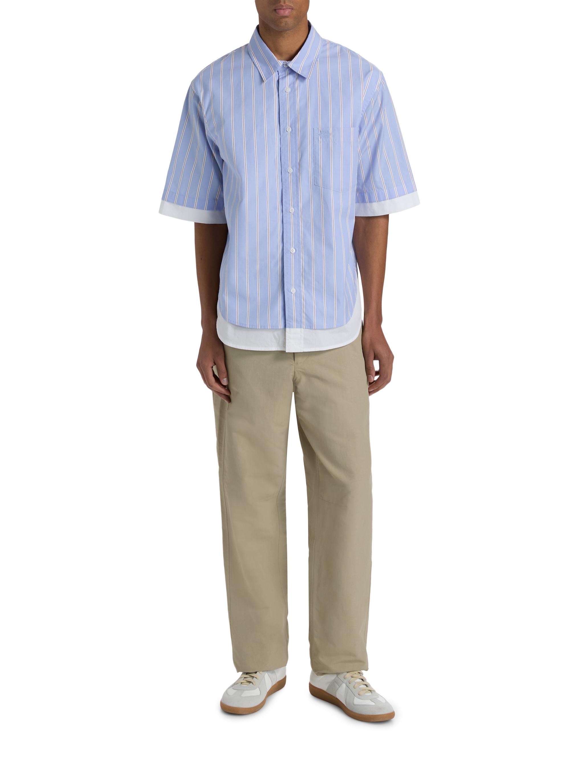 SIMKHAI Men's Steven Double-Layer Shirt - Bluebell Stripe | Thumbnail 2