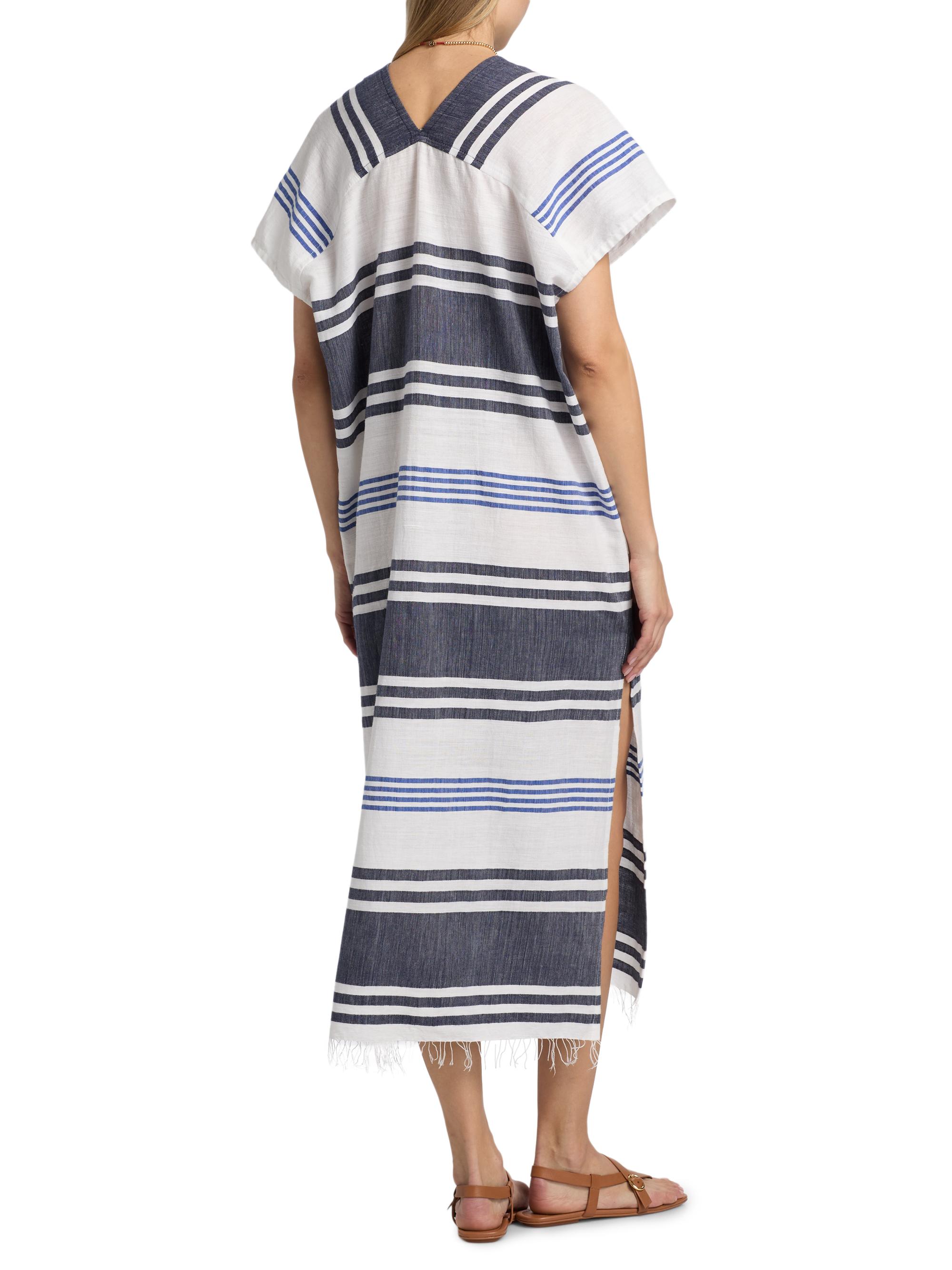 lemlem Women's Gasira Striped Cotton Caftan Cover-Up - Marina Blue | Thumbnail 5