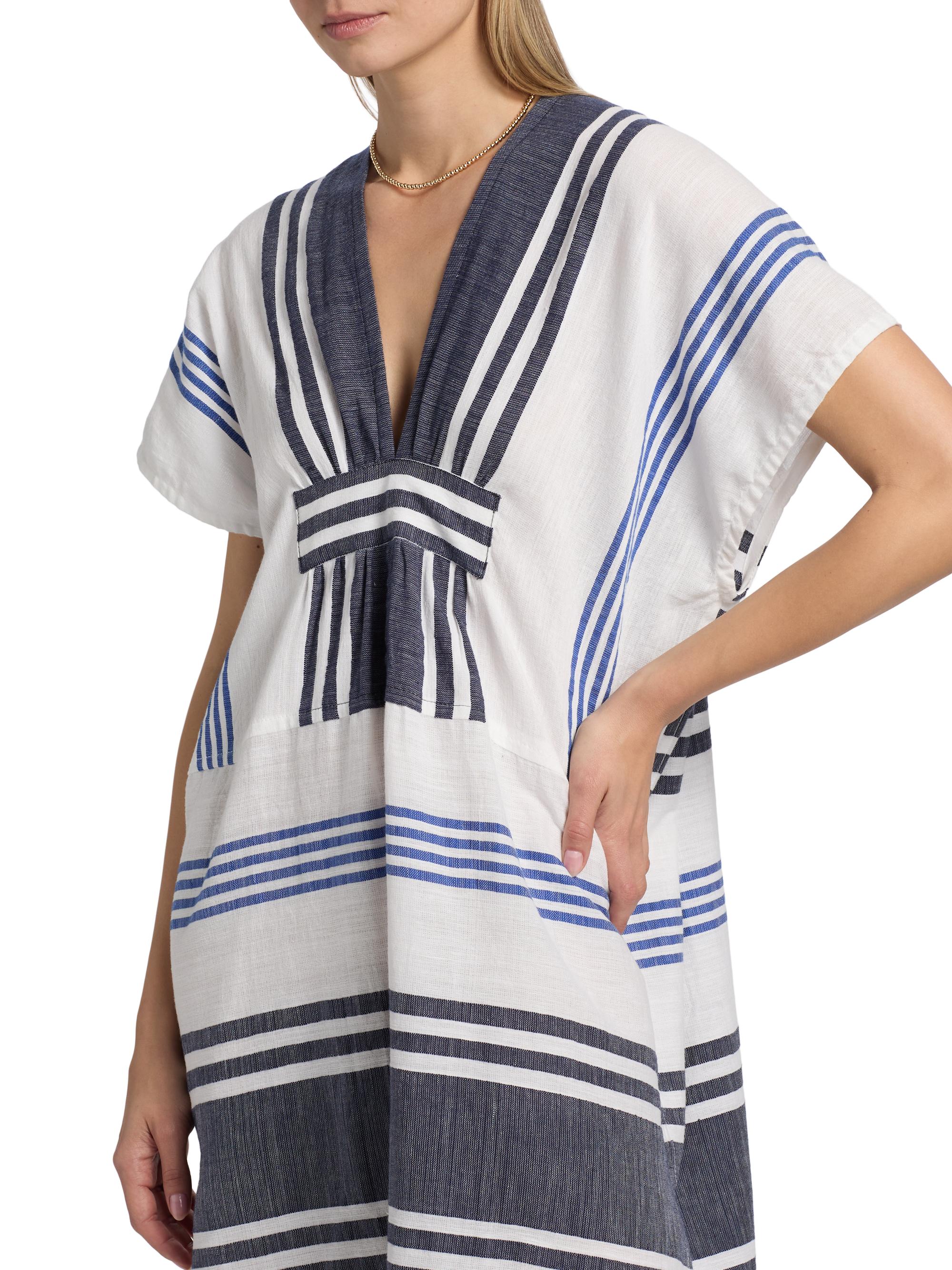 lemlem Women's Gasira Striped Cotton Caftan Cover-Up - Marina Blue | Thumbnail 6