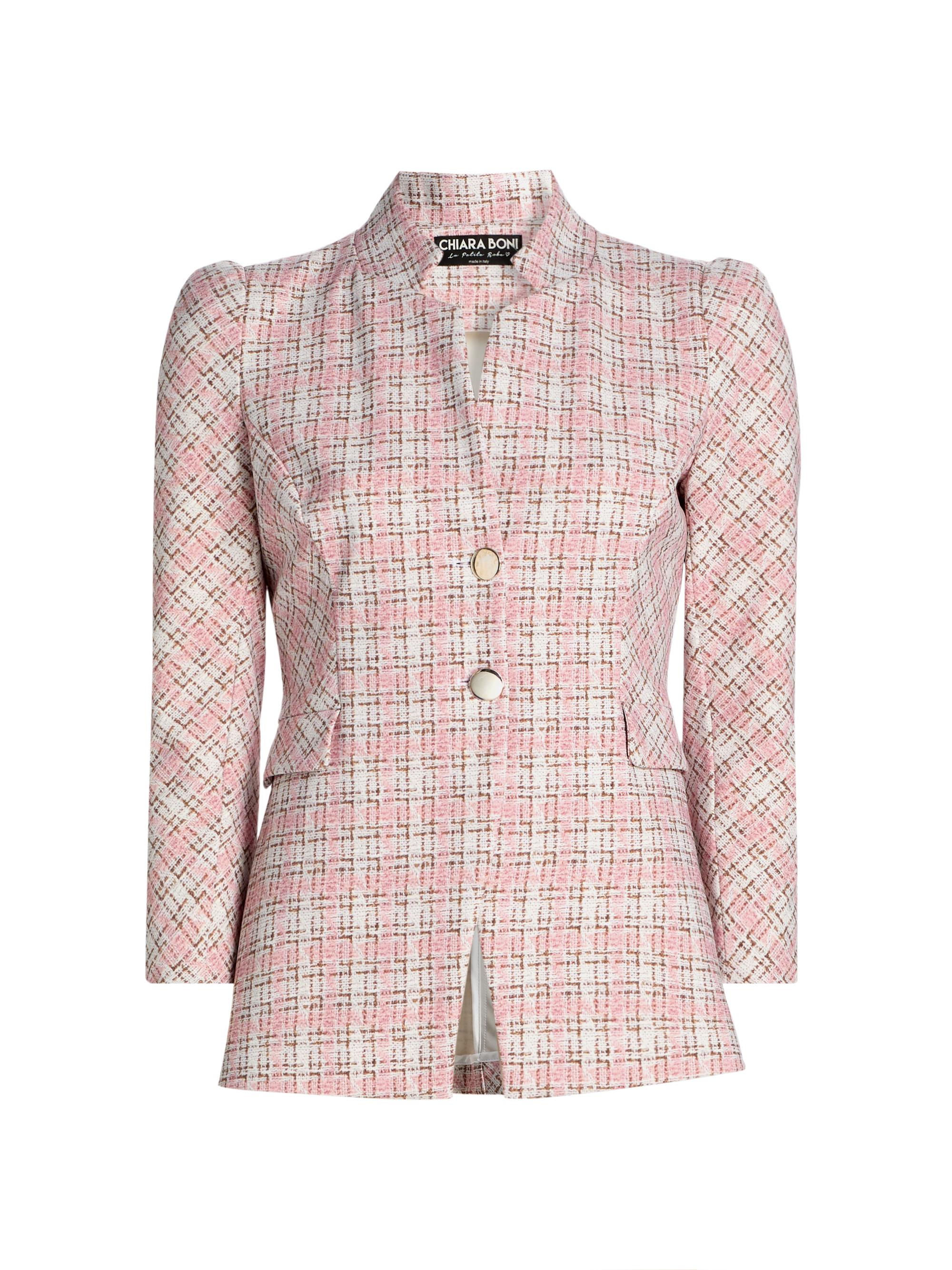 Chiara Boni La Petite Robe Women's Hisako Tweed-Print Stretch-Jersey Blazer - Mademoiselle Peau D Ange