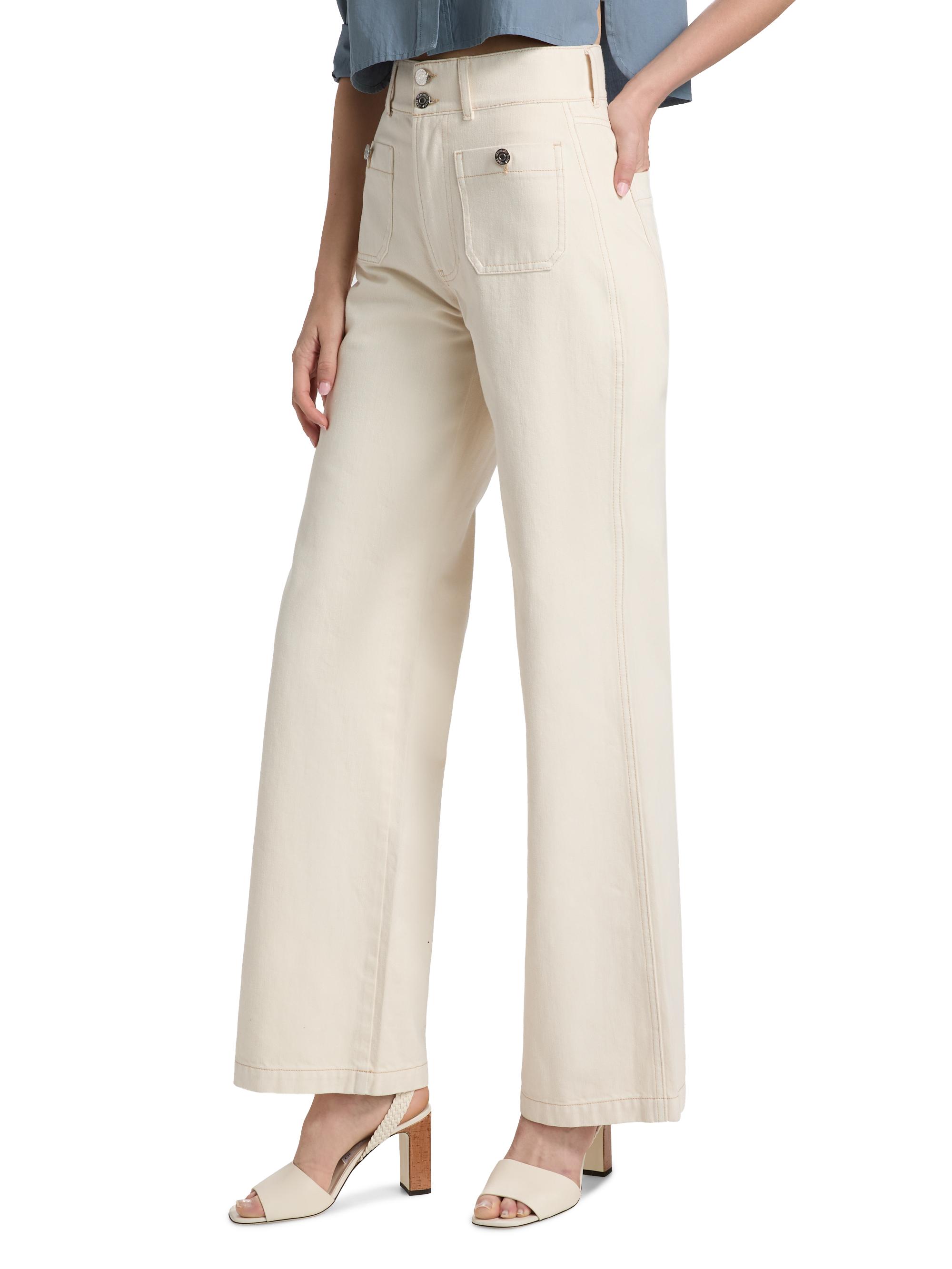 Veronica Beard Women's Taylor Cotton High-Rise Wide-Leg Jeans - Ecru | Thumbnail 4