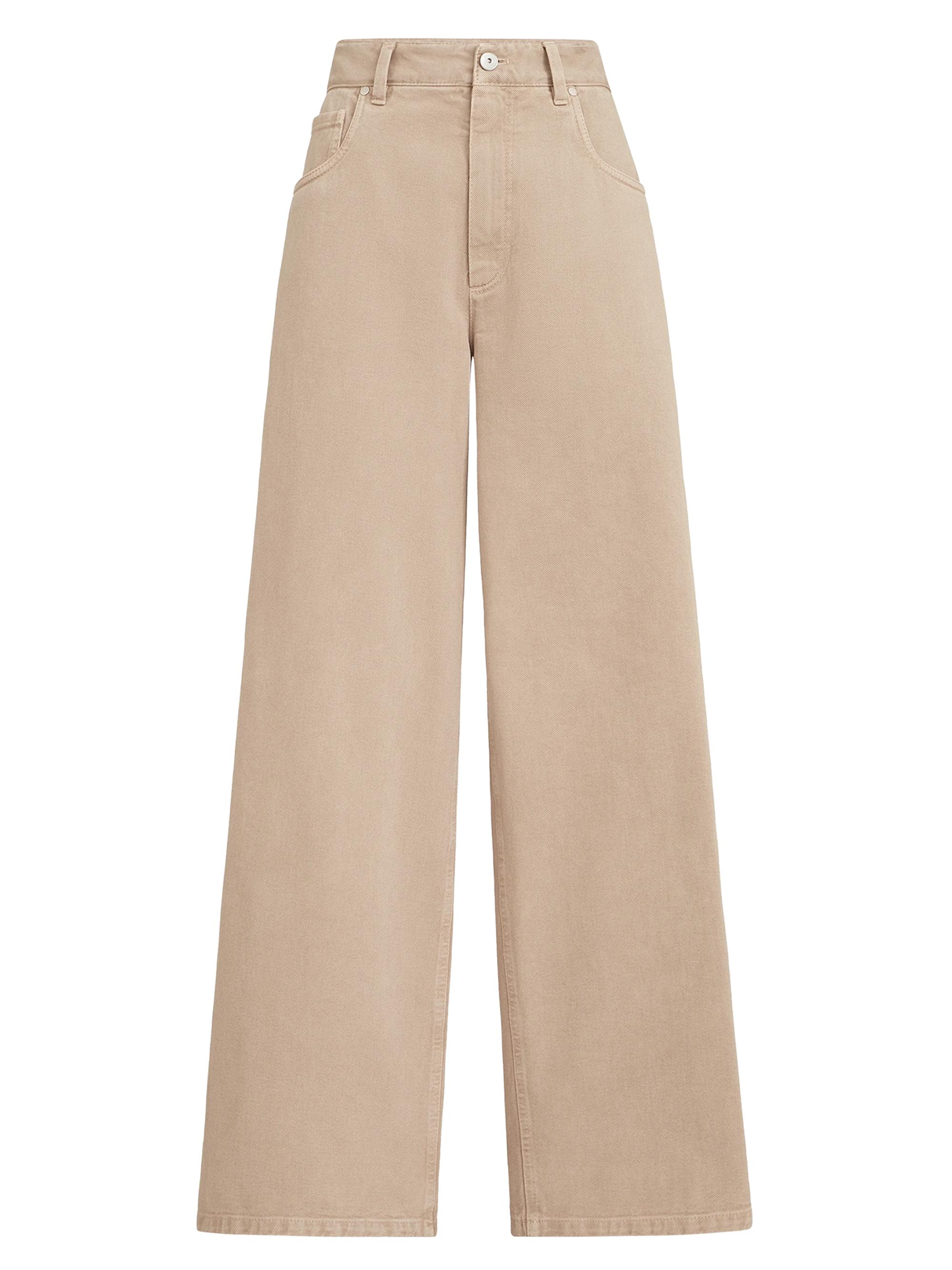 Brunello Cucinelli Women's Dyed Denim Relaxed Jeans with Monili - Beige