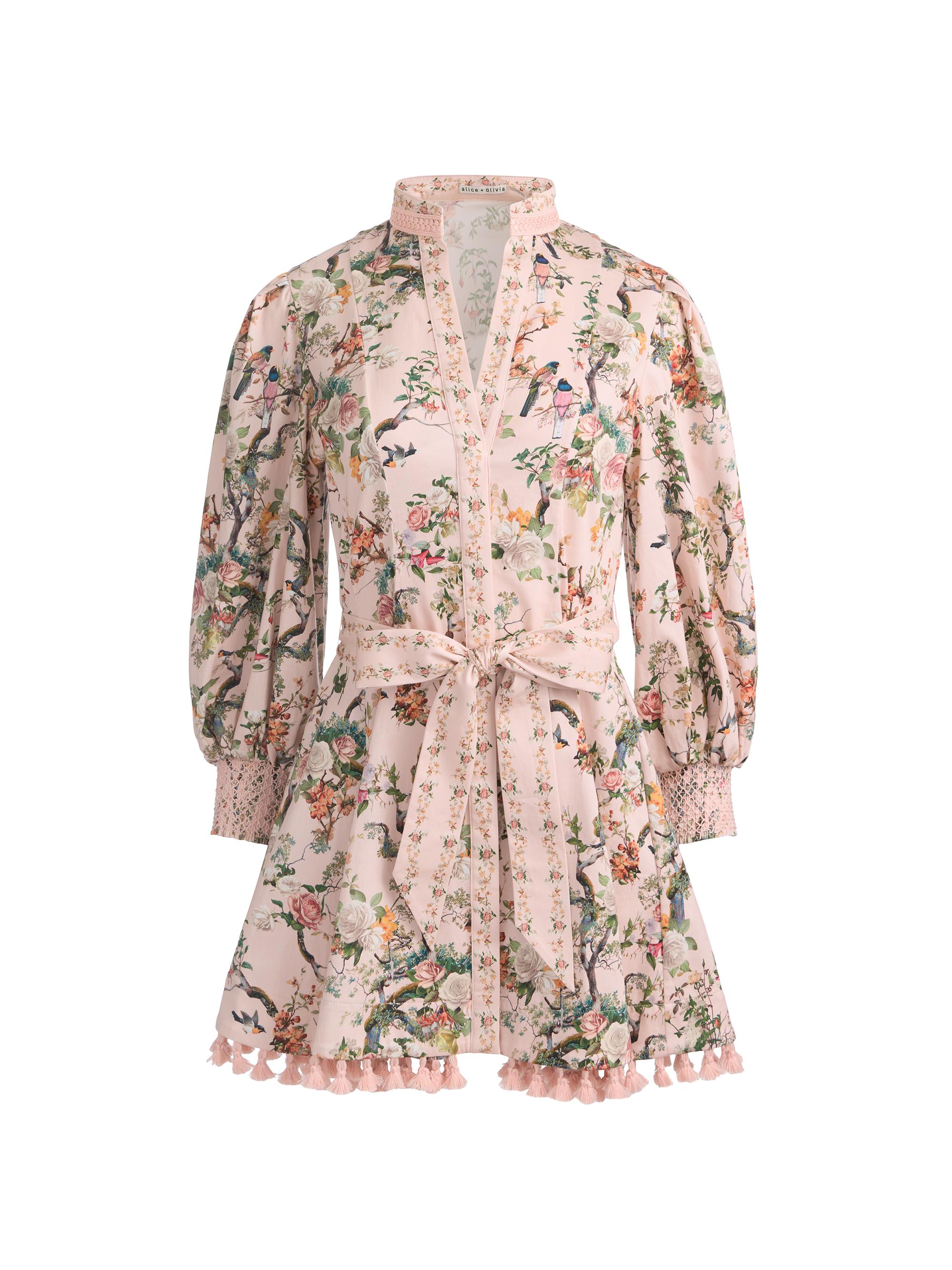 ALICE + OLIVIA Women's Lucy Stretch-Cotton Tie-Waist Minidress - Sunset Grove English Rose