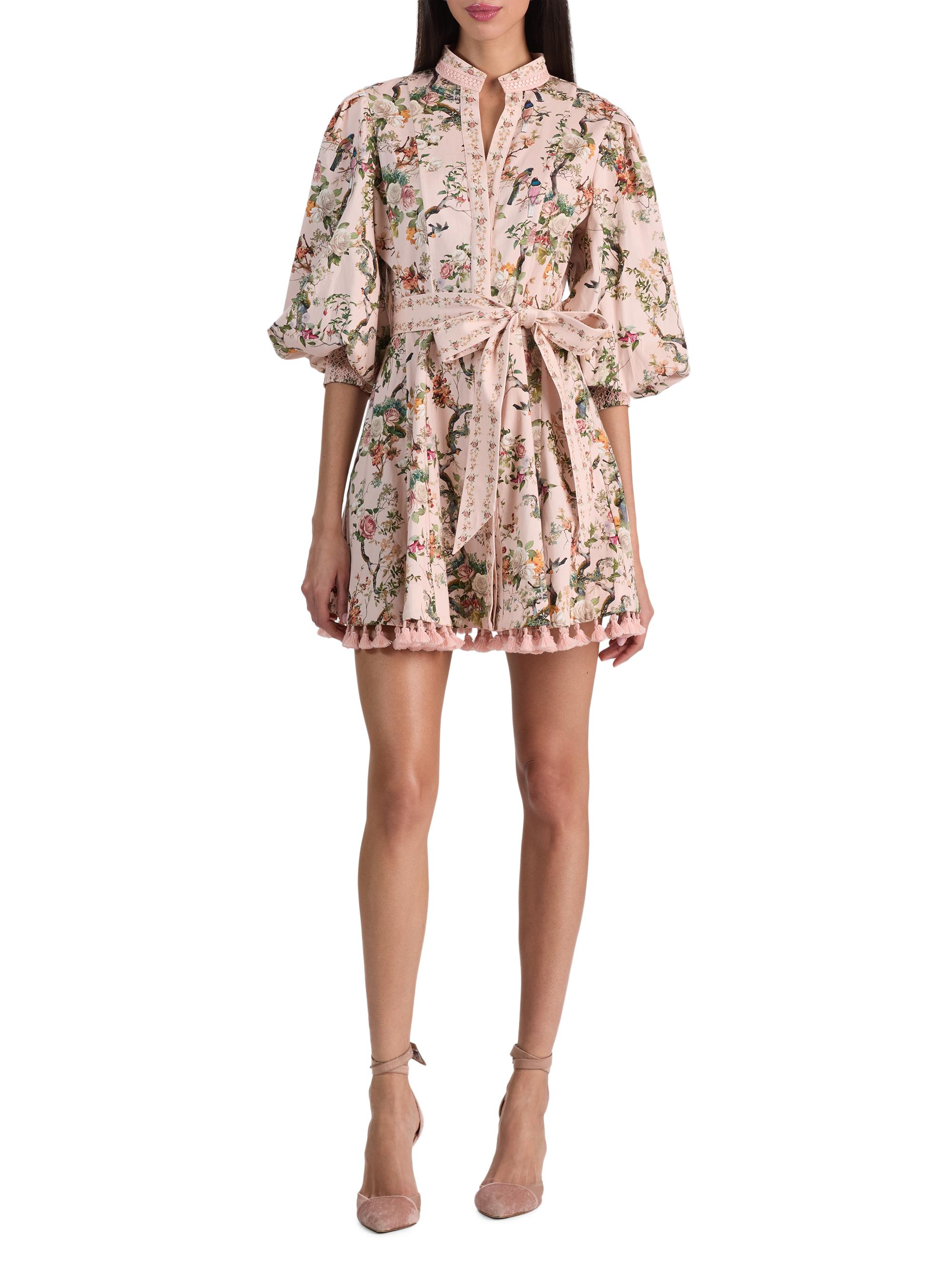 ALICE + OLIVIA Lucy Stretch-Cotton Tie-Waist Minidress | Saks