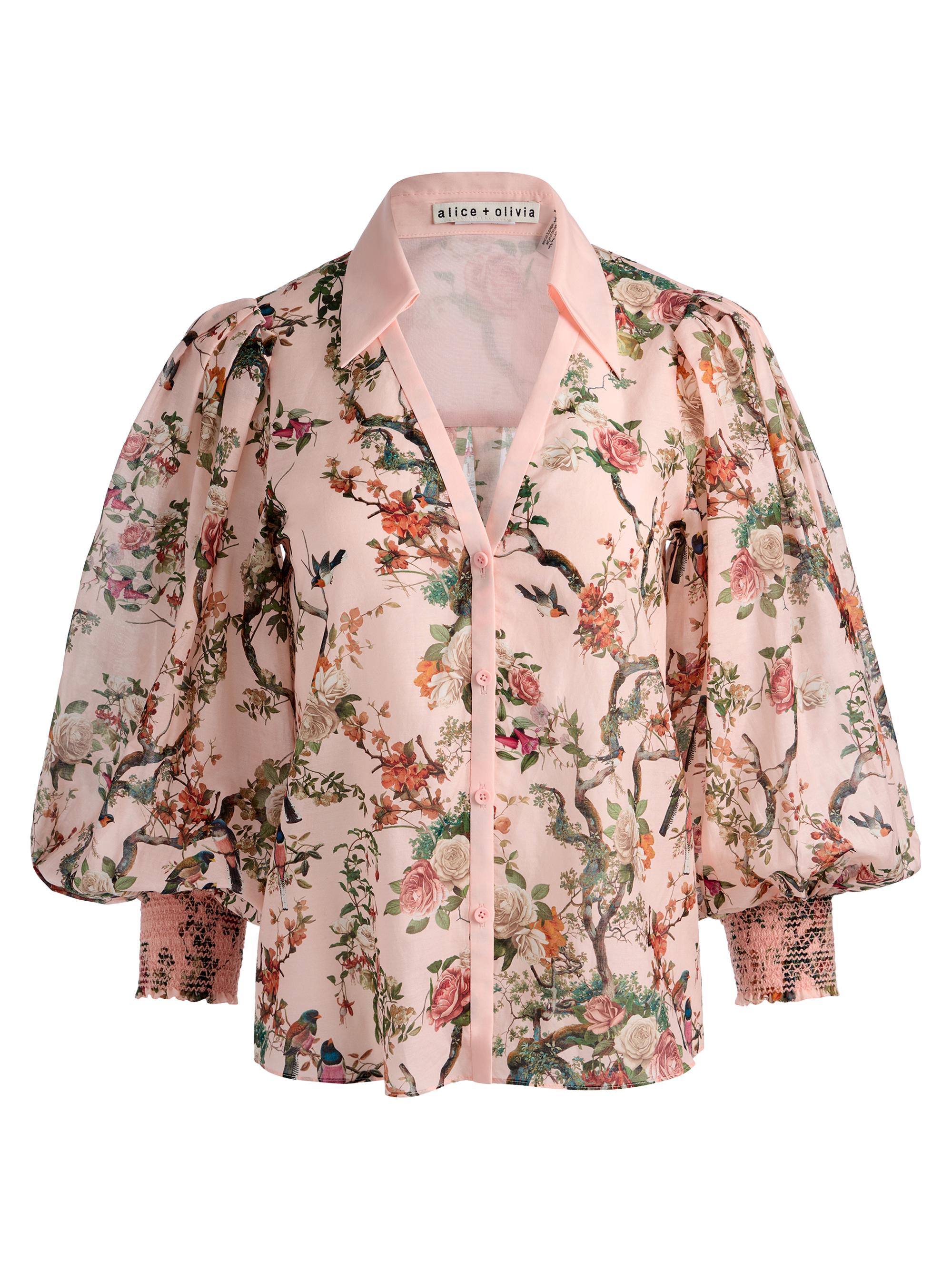 Charis Cotton-Silk Button-Front Blouse