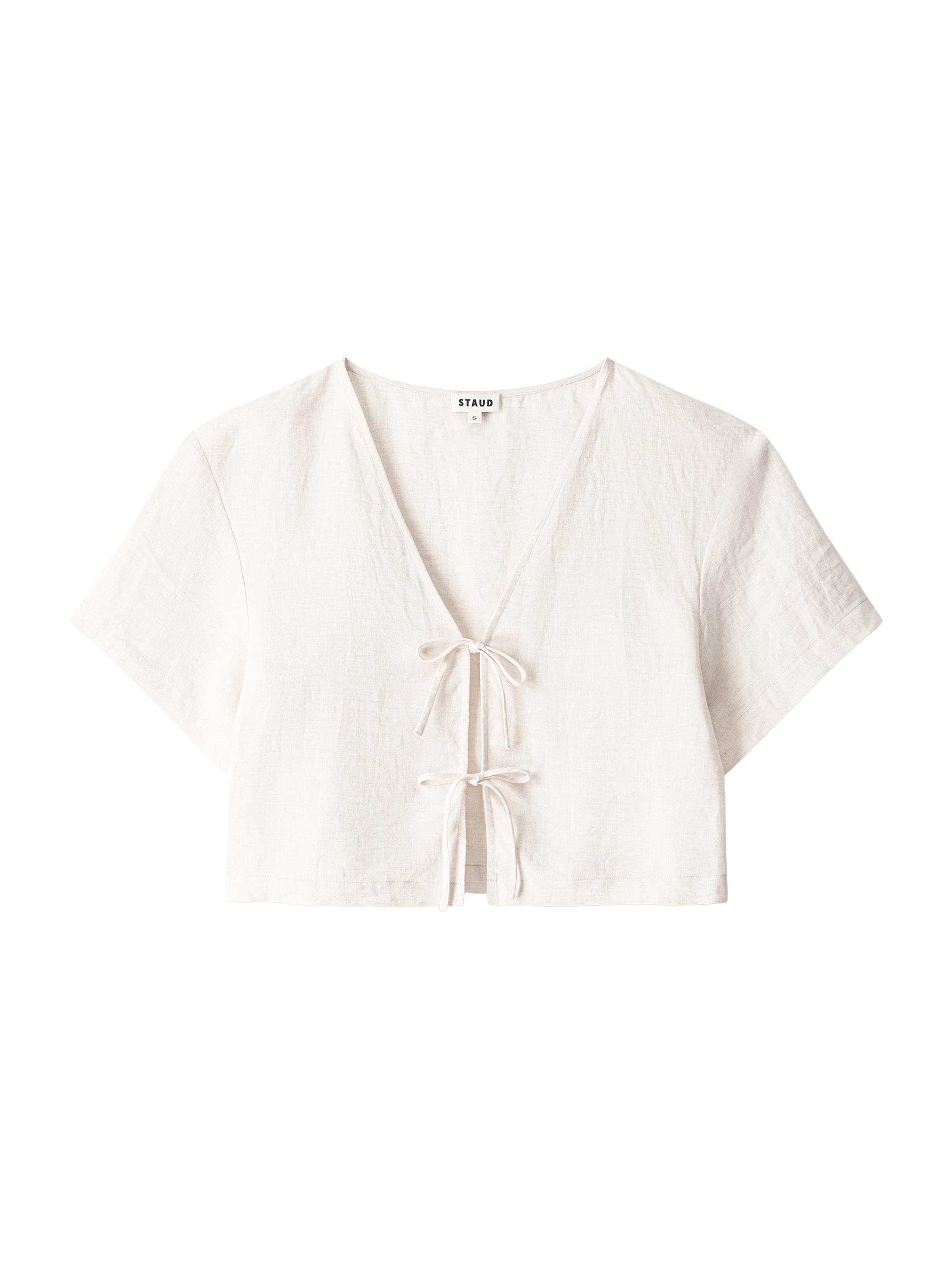 Staud Women's Ava Linen Crop Top - Natural