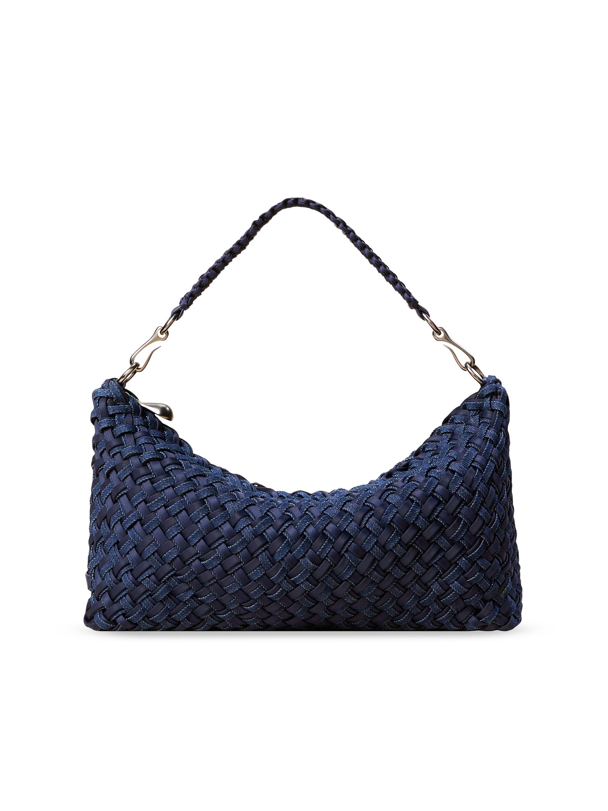 Naghedi Women's Porto  Double Weave Half Moon Shoulder Bag - Indigo | Thumbnail 6