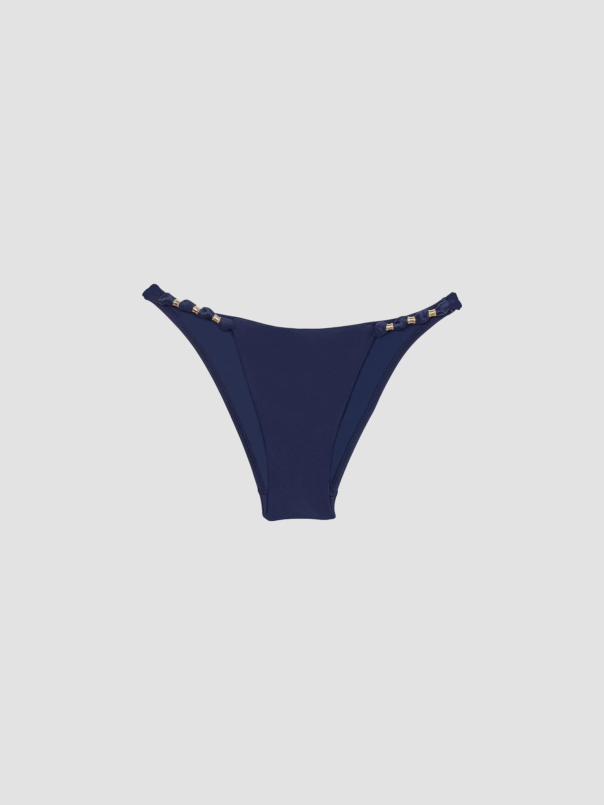ViX by Paula Hermanny Women's Paula Knotted Brazillian-Cut Bikini Bottom - Navy - Size Medium