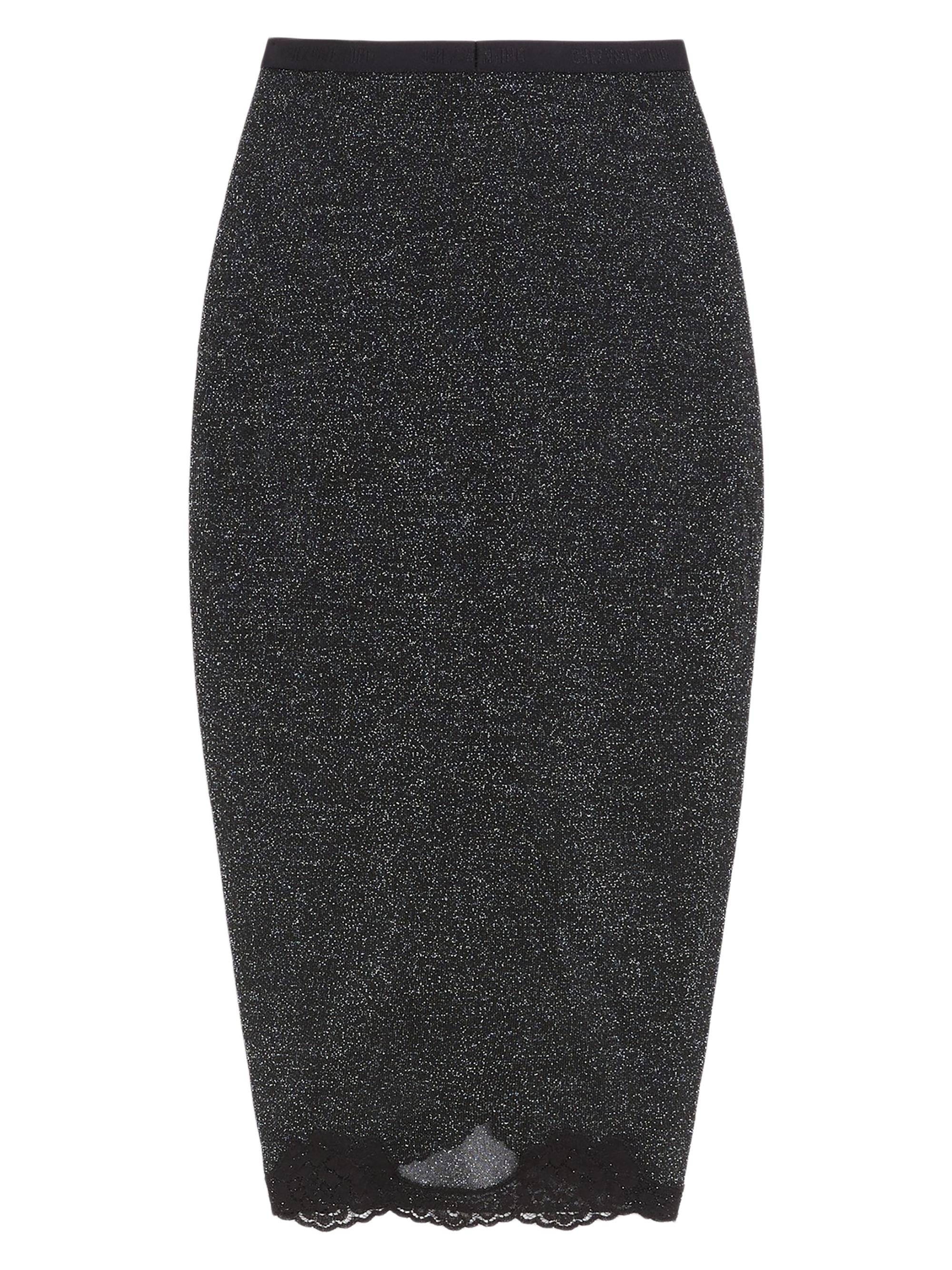 Valentino Garavani Women's Lurex Knit Skirt - Black Silver