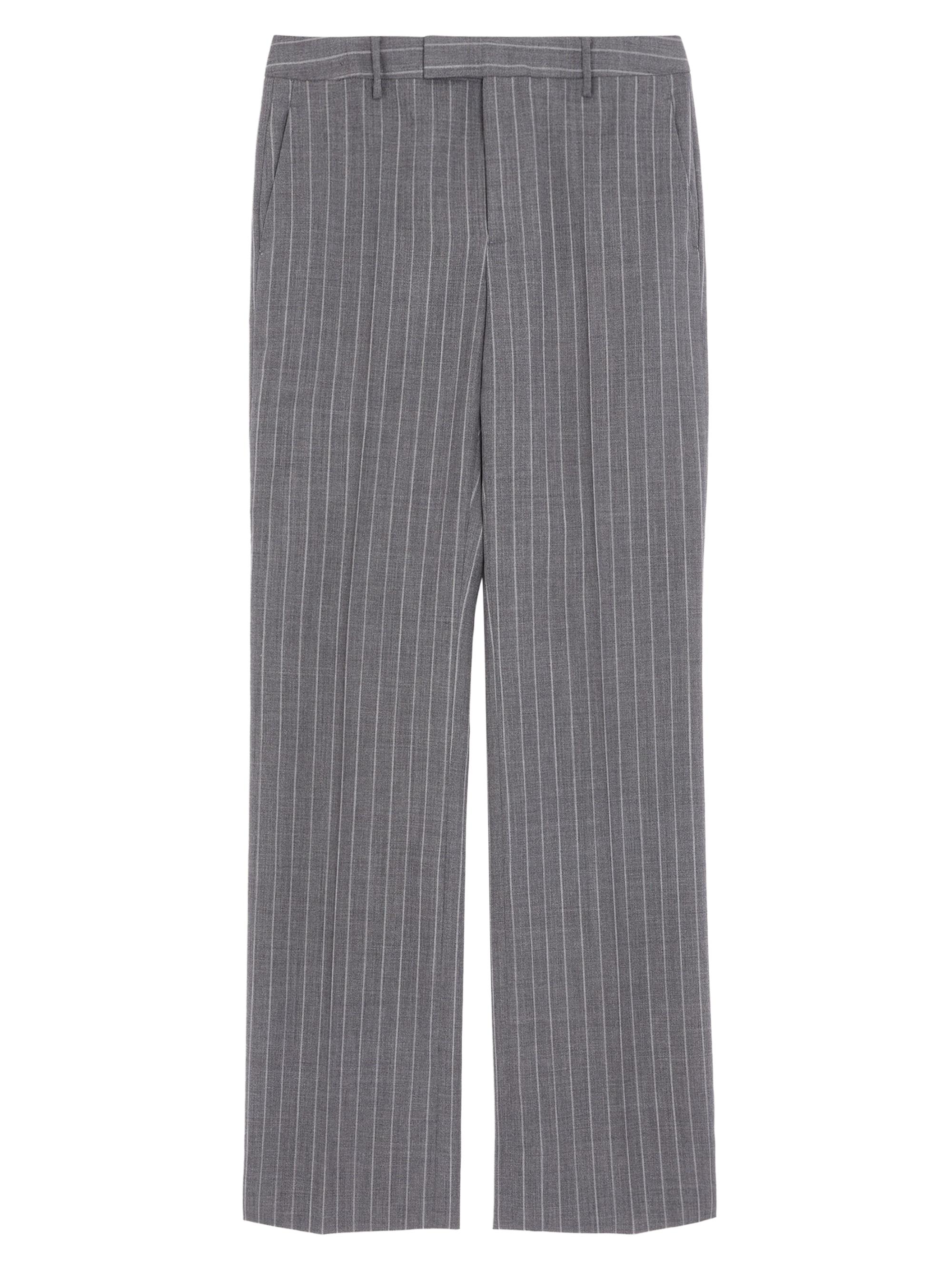 Valentino Garavani Men's Wool Pinstripe Trousers - Grey