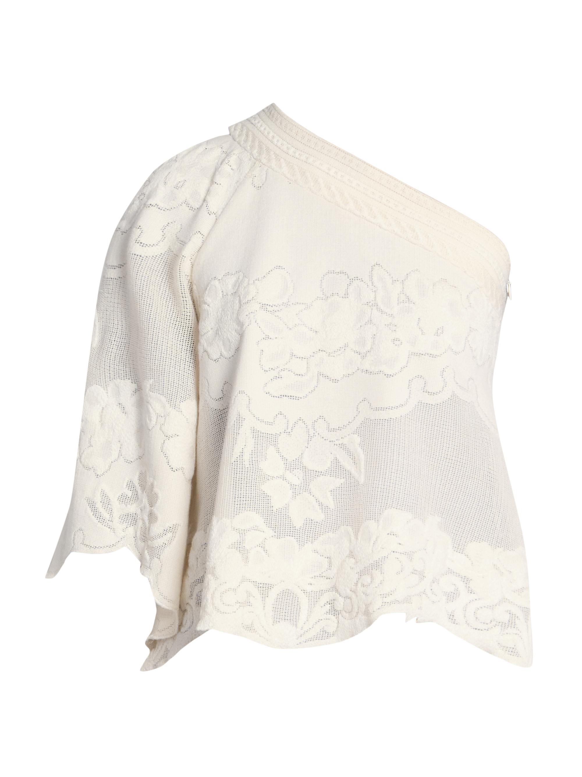 Isabel Marant Women's Shilo Cotton Lace One-Shoulder Blouse - Ecru