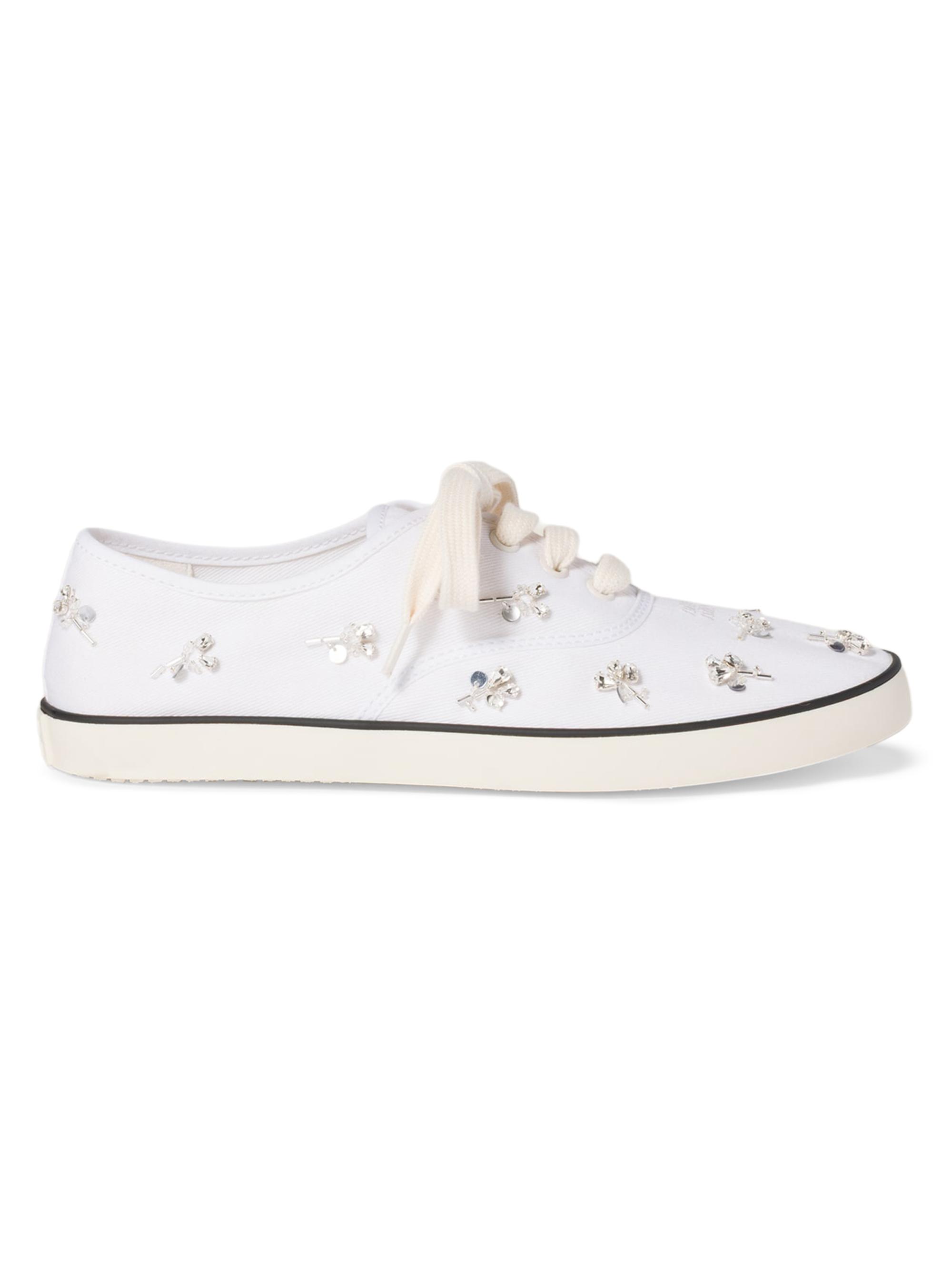 Miu Miu Women's Embroidered Drill Sneakers - White