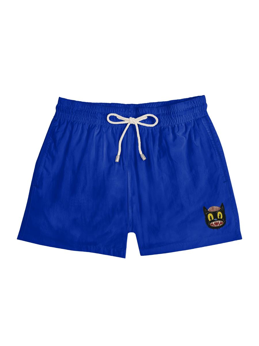 Arrels Barcelona Men's Small Cat Drawstring Swim Shorts In Multi