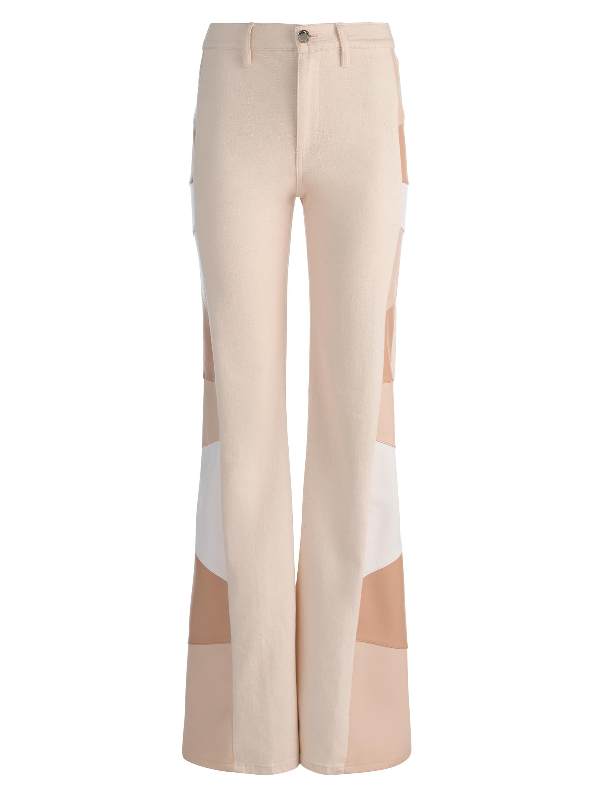ALICE + OLIVIA Women's Beautiful Faux-Leather High-Rise Patchwork Jeans - Off White Multi